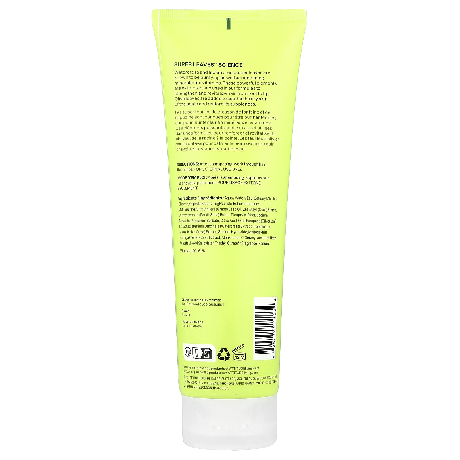 ATTITUDE, Super Leaves™, Nourishing Conditioner, Grape Seed Oil & Olive Leaves, 8 fl oz (240 ml)