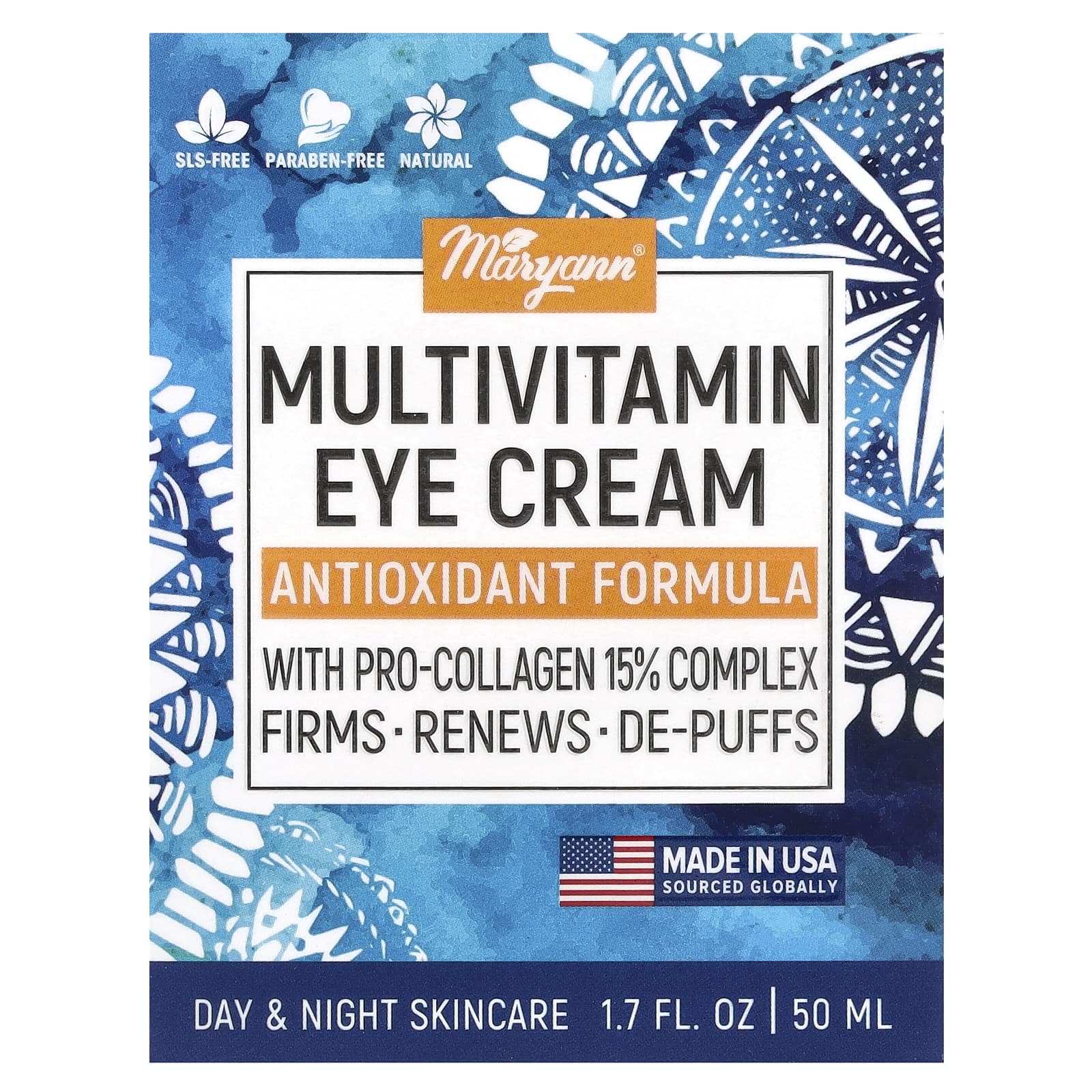 MaryAnn Organics, Multivitamin Eye Cream, Antioxidant Formula , 1.7 fl oz (50 ml)