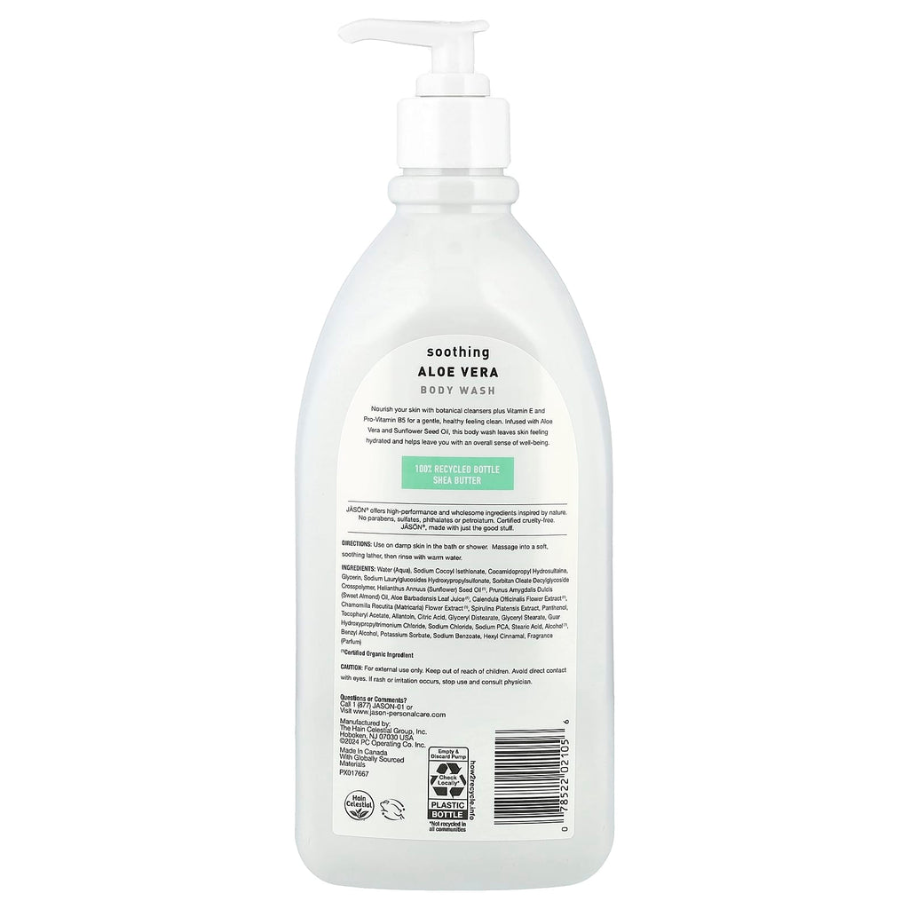 Jason Natural, Body Wash, Soothing Aloe Vera, 30 fl oz (887 ml)