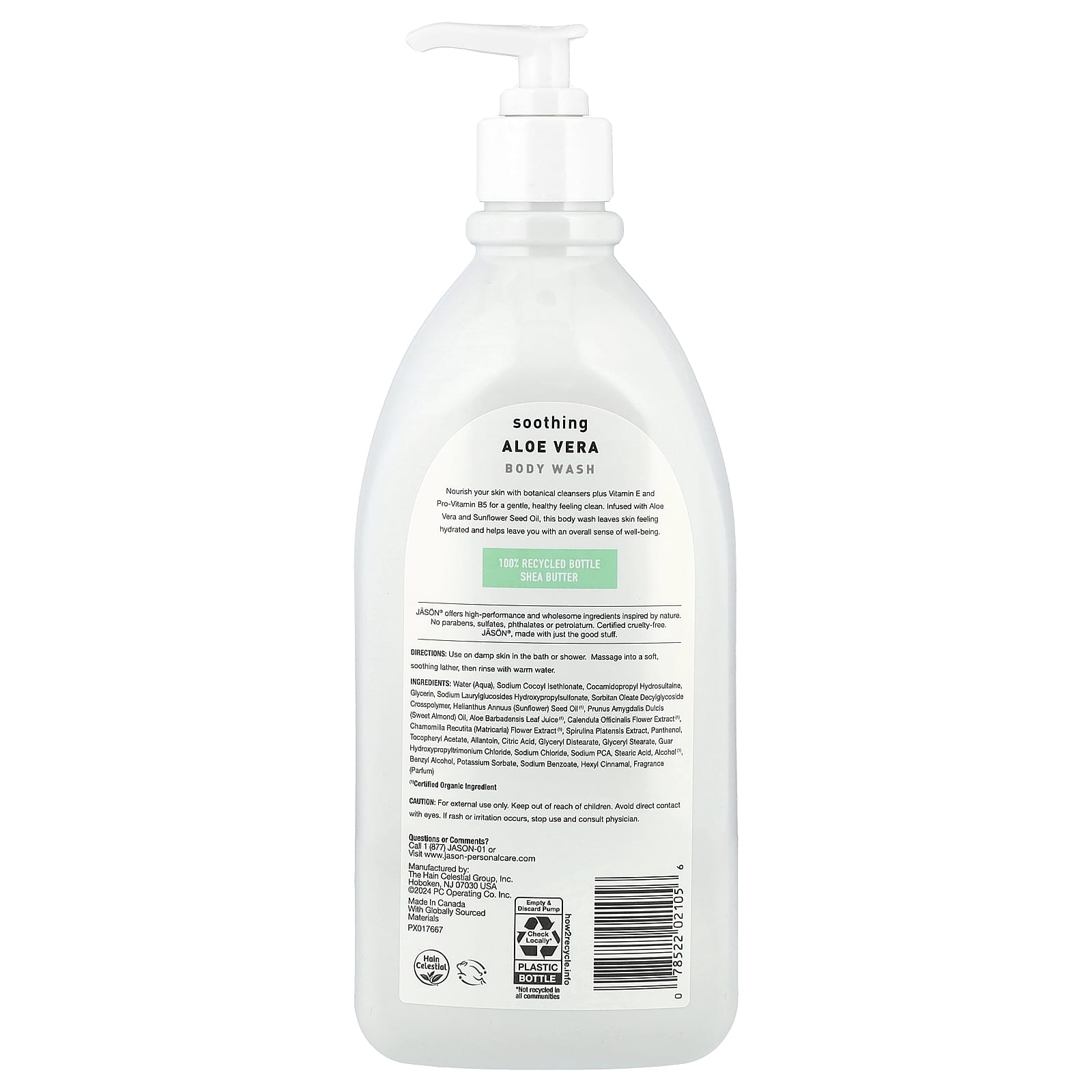 Jason Natural, Body Wash, Soothing Aloe Vera, 30 fl oz (887 ml)