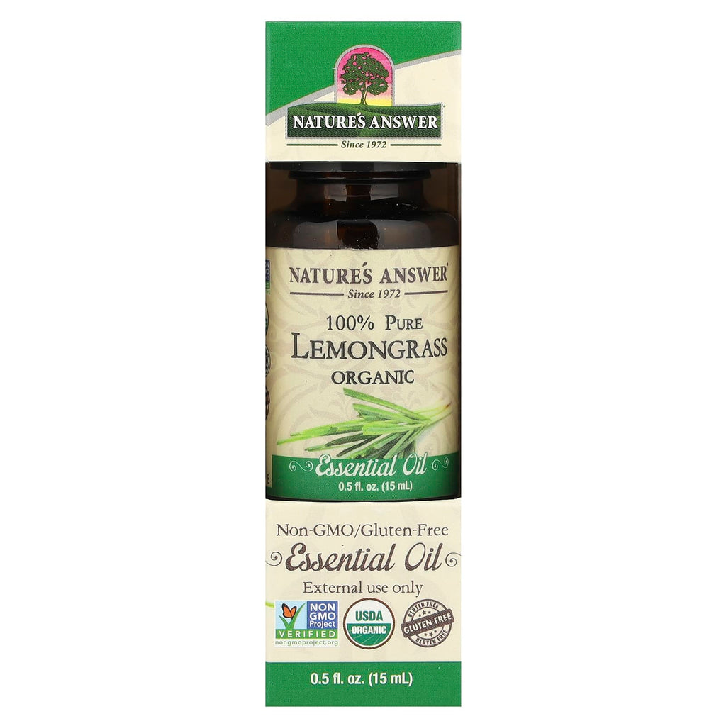 Nature's Answer, 100% Pure Organic Essential Oil, Lemongrass, 0.5 fl oz (15 ml)