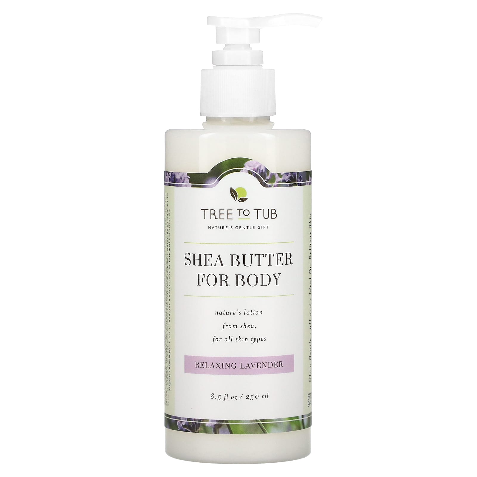 Tree To Tub, Shea Butter Moisturizing Body Lotion, Non-Greasy, Hydrating for Dry, Sensitive Skin, Lavender, 8.5 fl oz (250 ml)