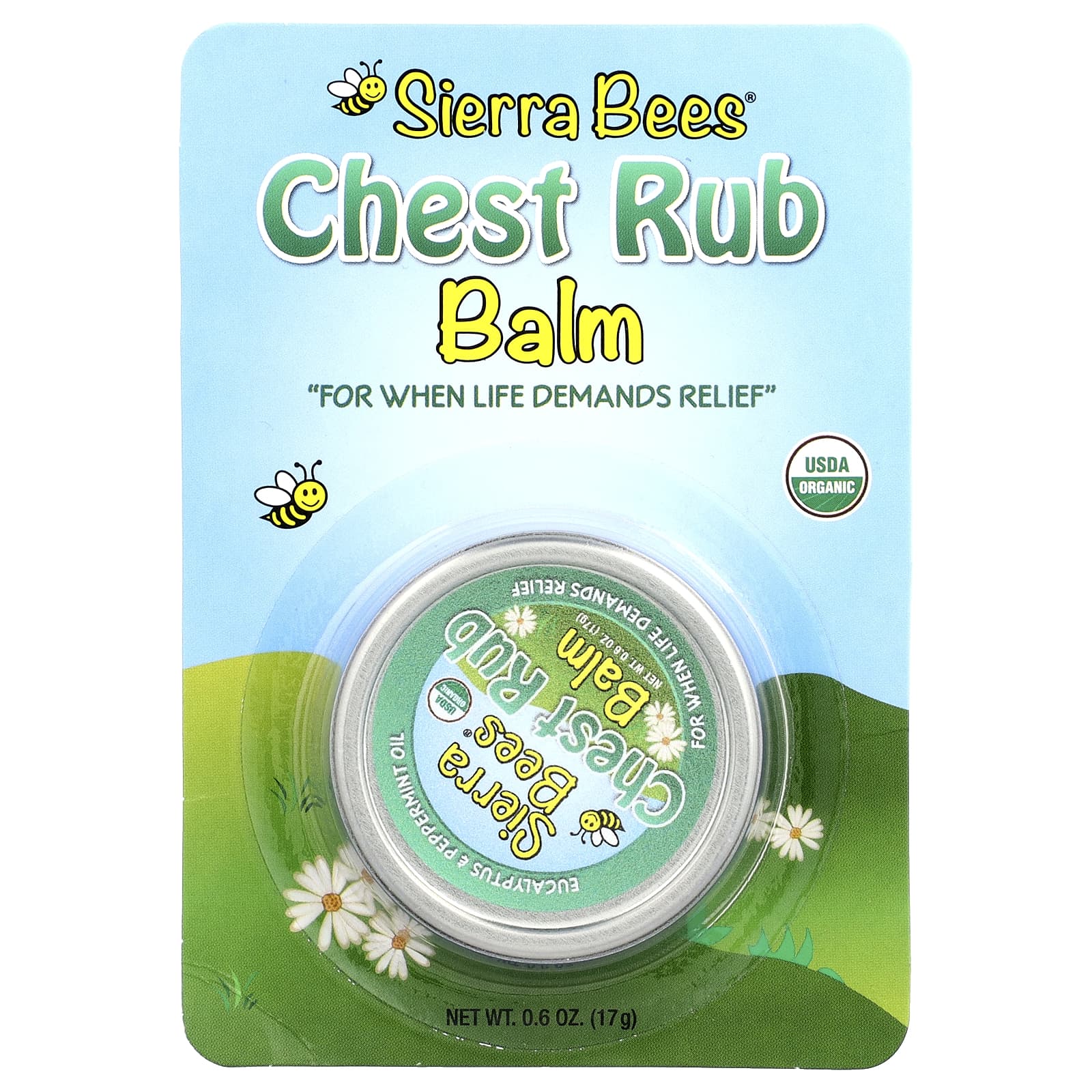 Sierra Bees, Chest Rub Balm, Eucalyptus & Peppermint, 0.6 oz (17 g)