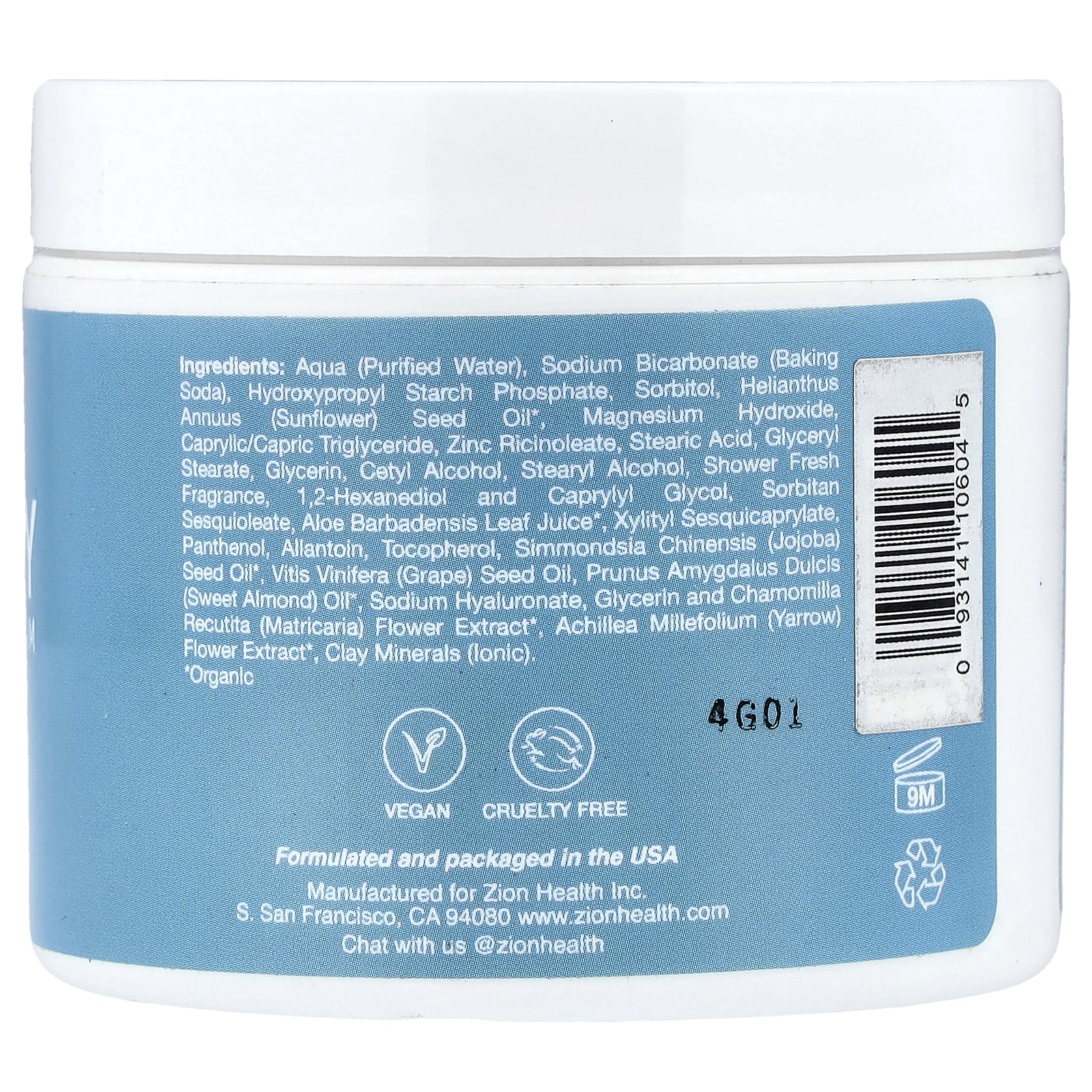 Zion Health, ClayDry Deodorant Cream, Shower Fresh, 4 oz (113 g)