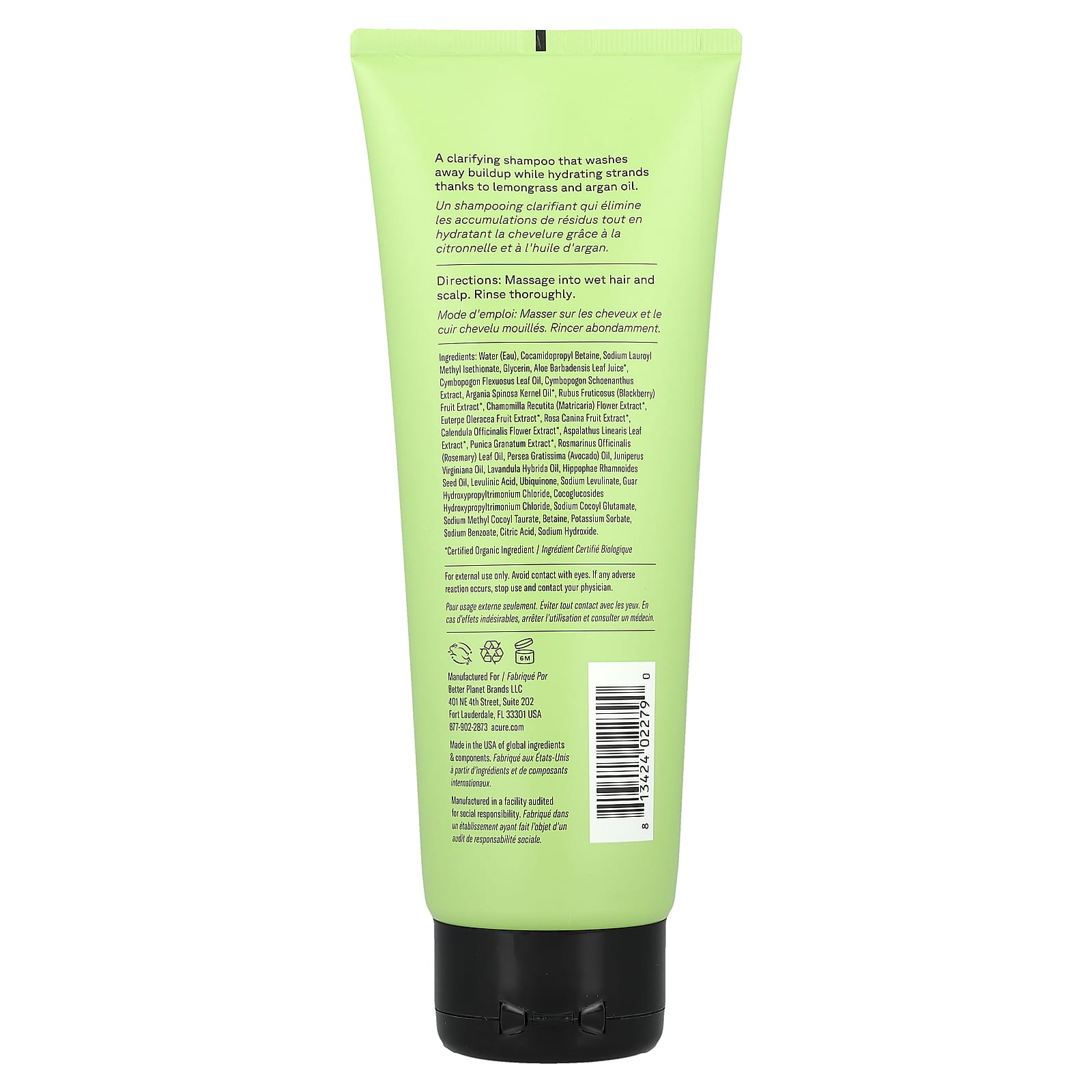 ACURE, Curiously Clarifying Shampoo, Lemongrass & Argan Oil, 8 fl oz (236 ml)