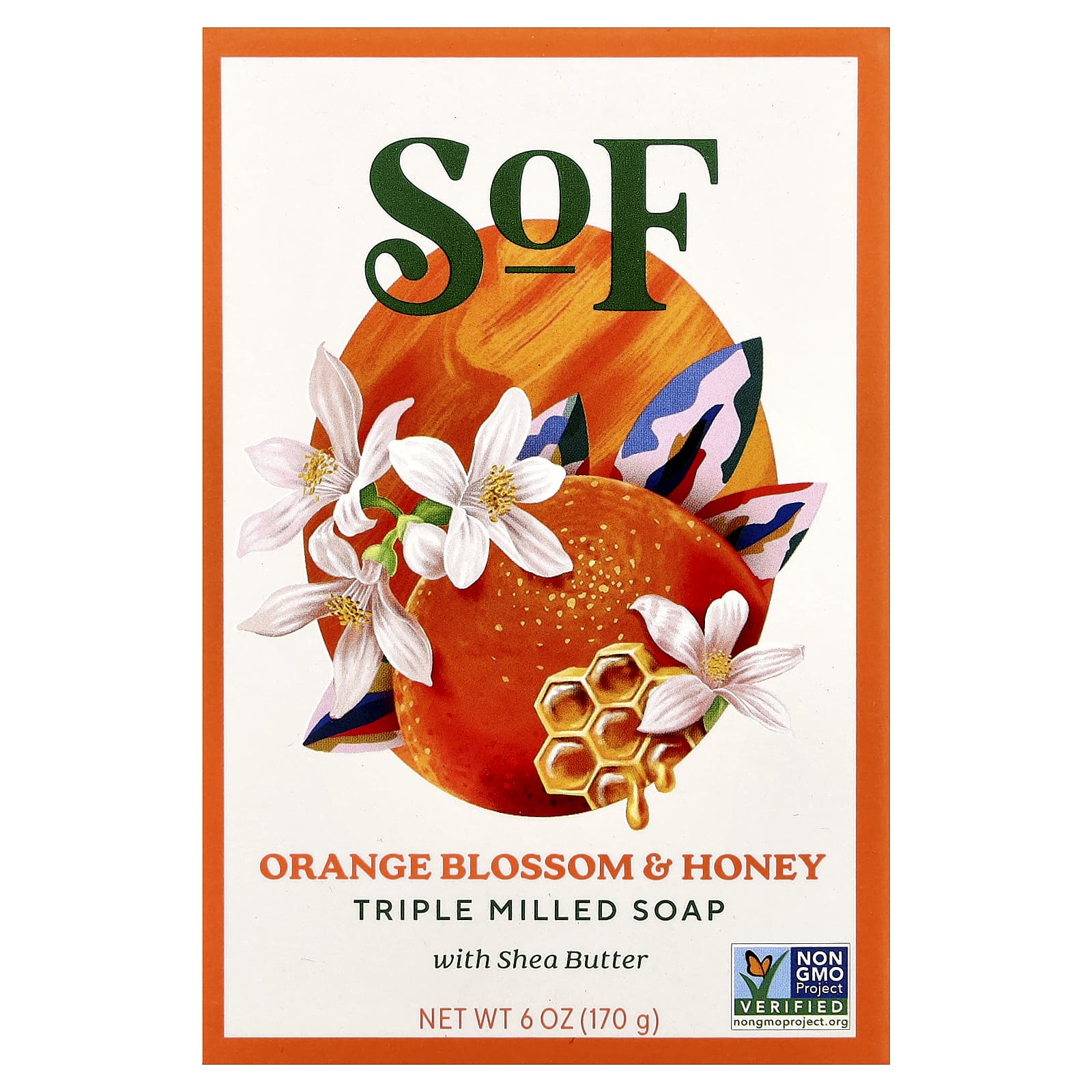 SoF, Triple Milled Bar Soap with Shea Butter, Orange Blossom & Honey, 6 oz (170 g)