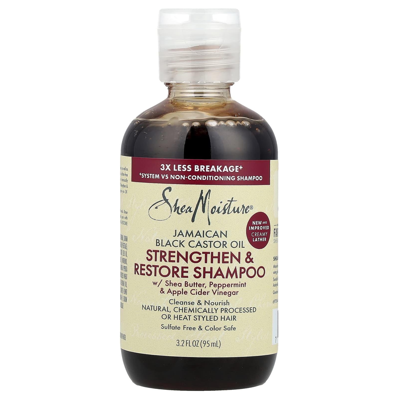 SheaMoisture, Jamaican Black Castor Oil, Strengthen & Restore Shampoo, 3.2 fl oz (95 ml)