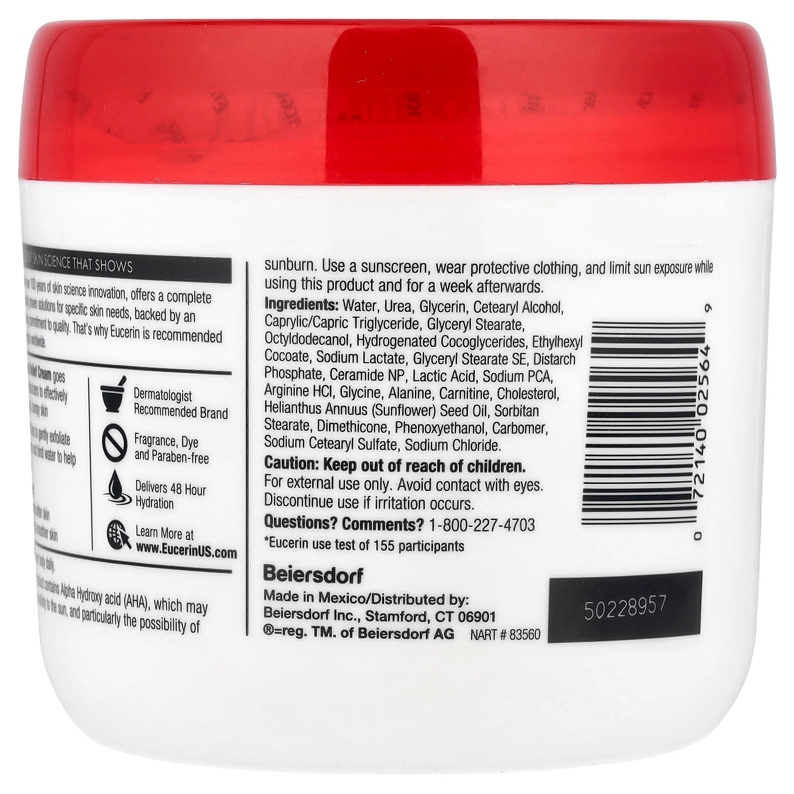 Eucerin, Roughness Relief Cream, Fragrance Free, 16 oz (454 g)