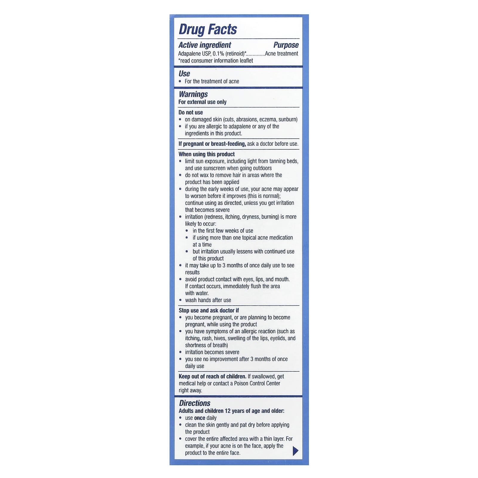 PanOxyl, Adapalene Gel USP, 0.1%, Acne Treatment, 0.5 oz (15 g)