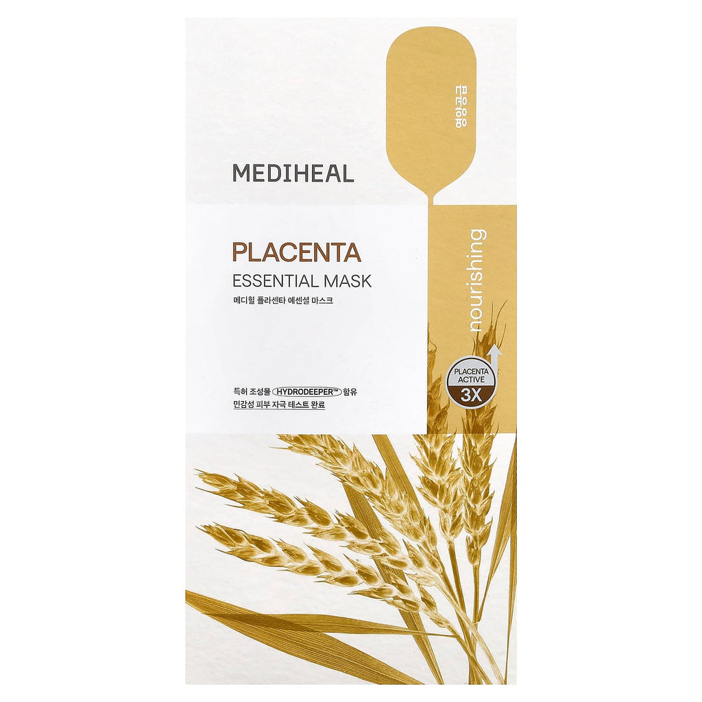 MEDIHEAL, Placenta, Essential Beauty Mask, 10 Sheets, 0.81 fl oz (24 ml) Each