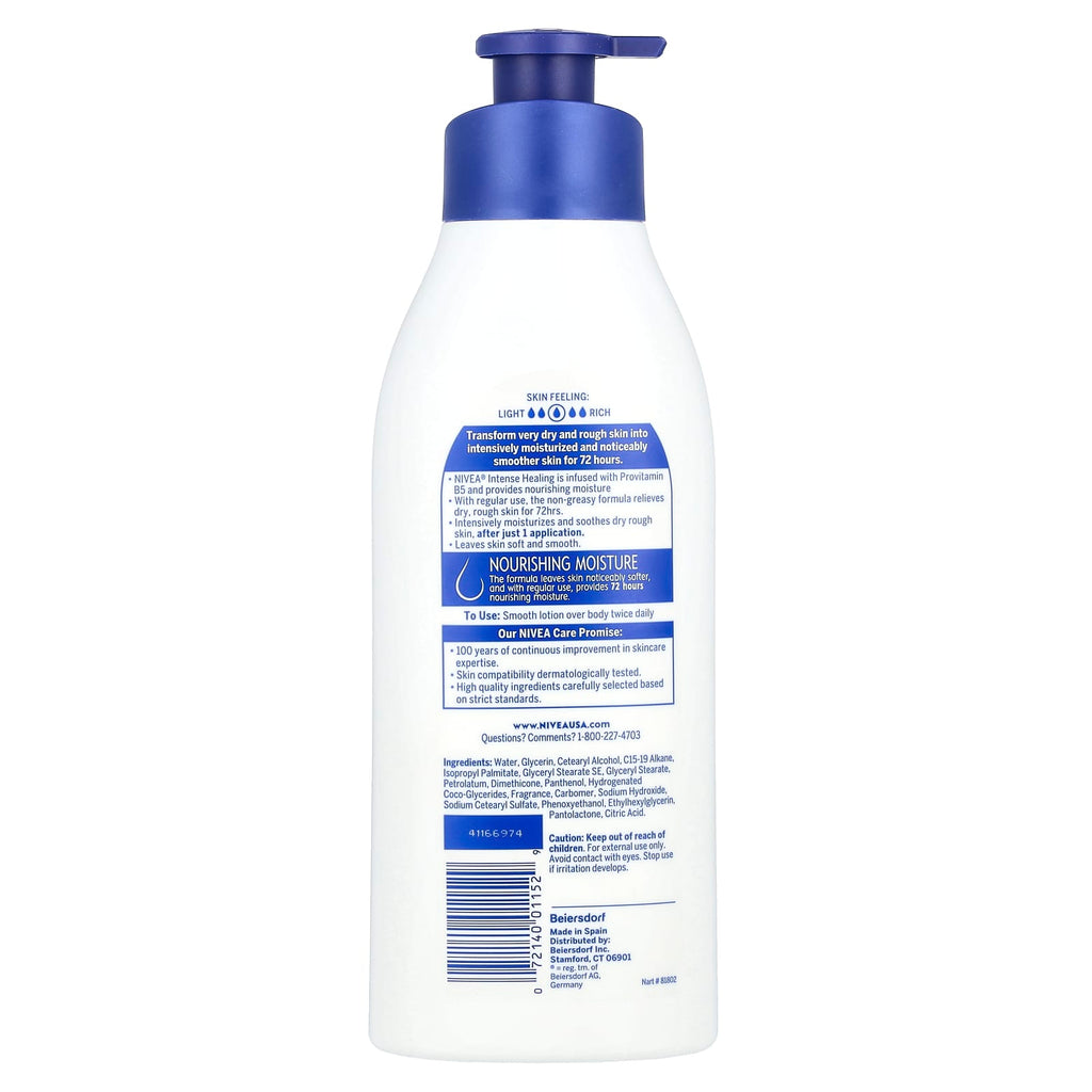 Nivea, Intense Healing, Moisture Body Lotion, Very Dry & Rough Skin, 16.9 fl oz (500 ml)