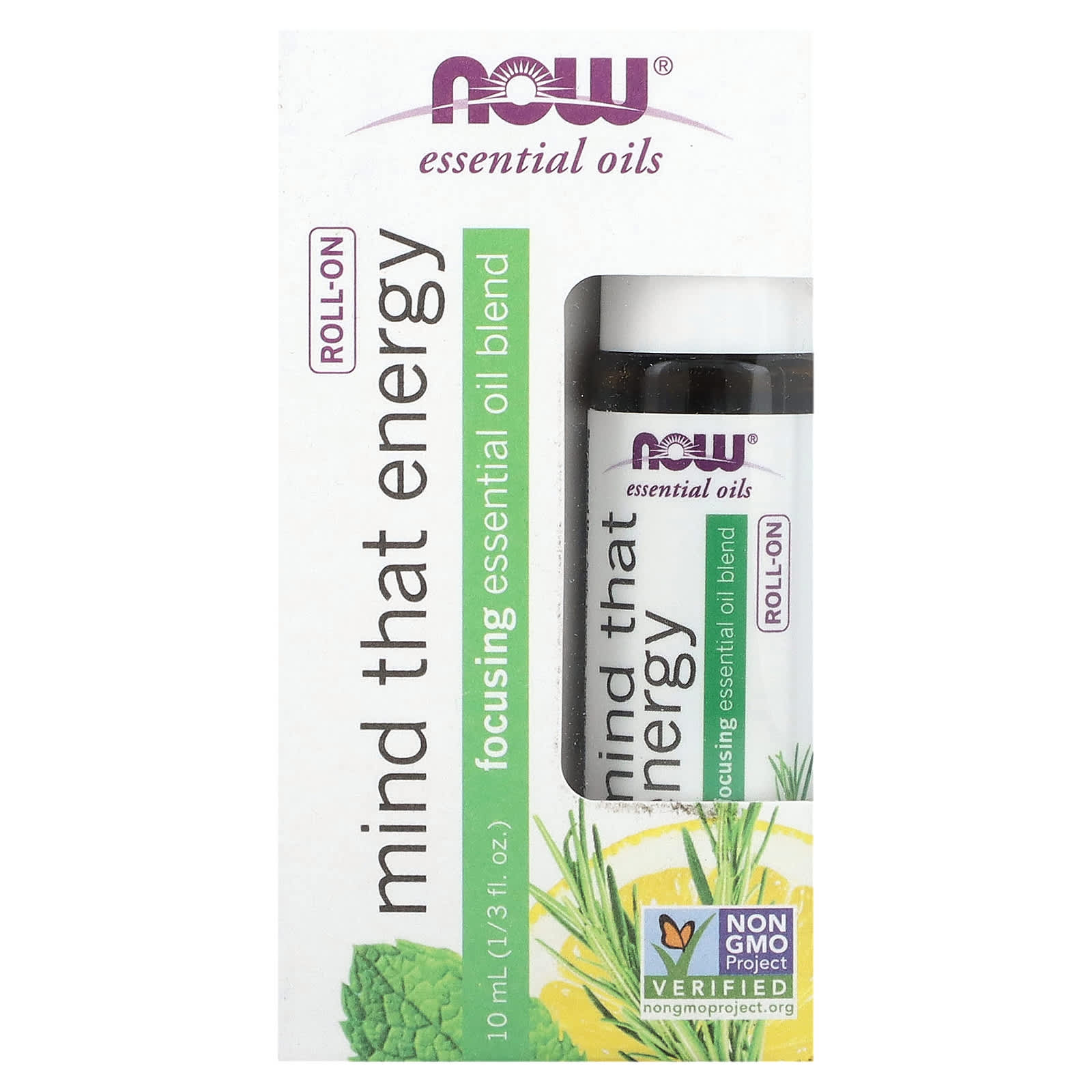 NOW Foods, Essential Oils, Mind That Energy Roll-On, 1/3 fl oz (10 ml)