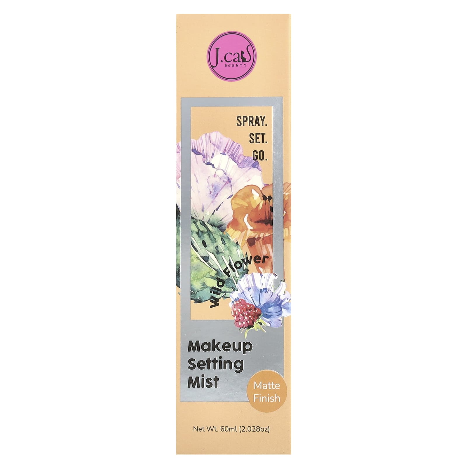 J.Cat Beauty, Spray, Set, Go, Makeup Setting Mist, Matte Finish, Wild Flower, 2.028 oz (60 ml)