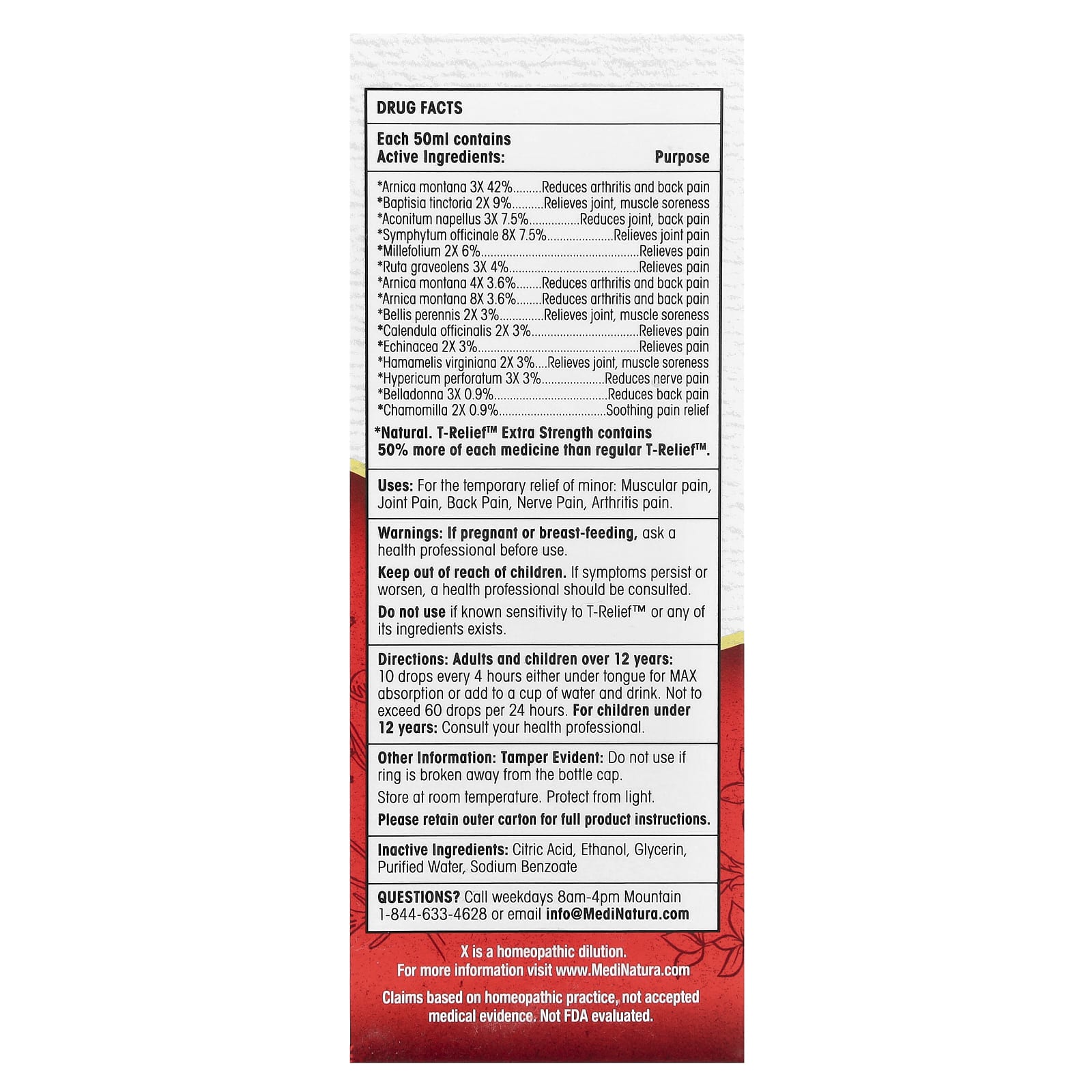 MediNatura, T-Relief, Plant-Based Relief Arnica +12, 1.69 fl oz (50 ml)