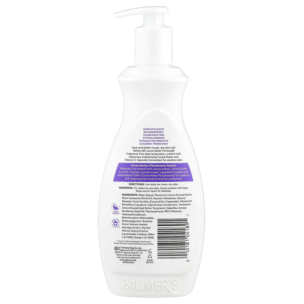 Palmer's, Cocoa Butter Formula® with Vitamin E, Intensive Body Lotion, For Sensitive Skin, Fragrance Free, 13.5 fl oz (400 ml)