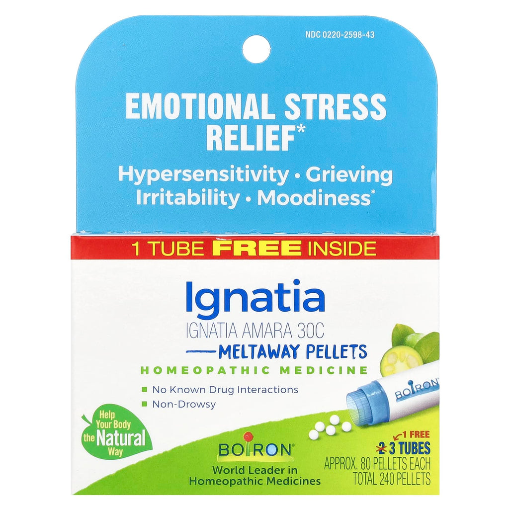 Boiron, Ignatia Amara, Meltaway Pellets, 30C, 3 Tubes, 80 Pellets Each