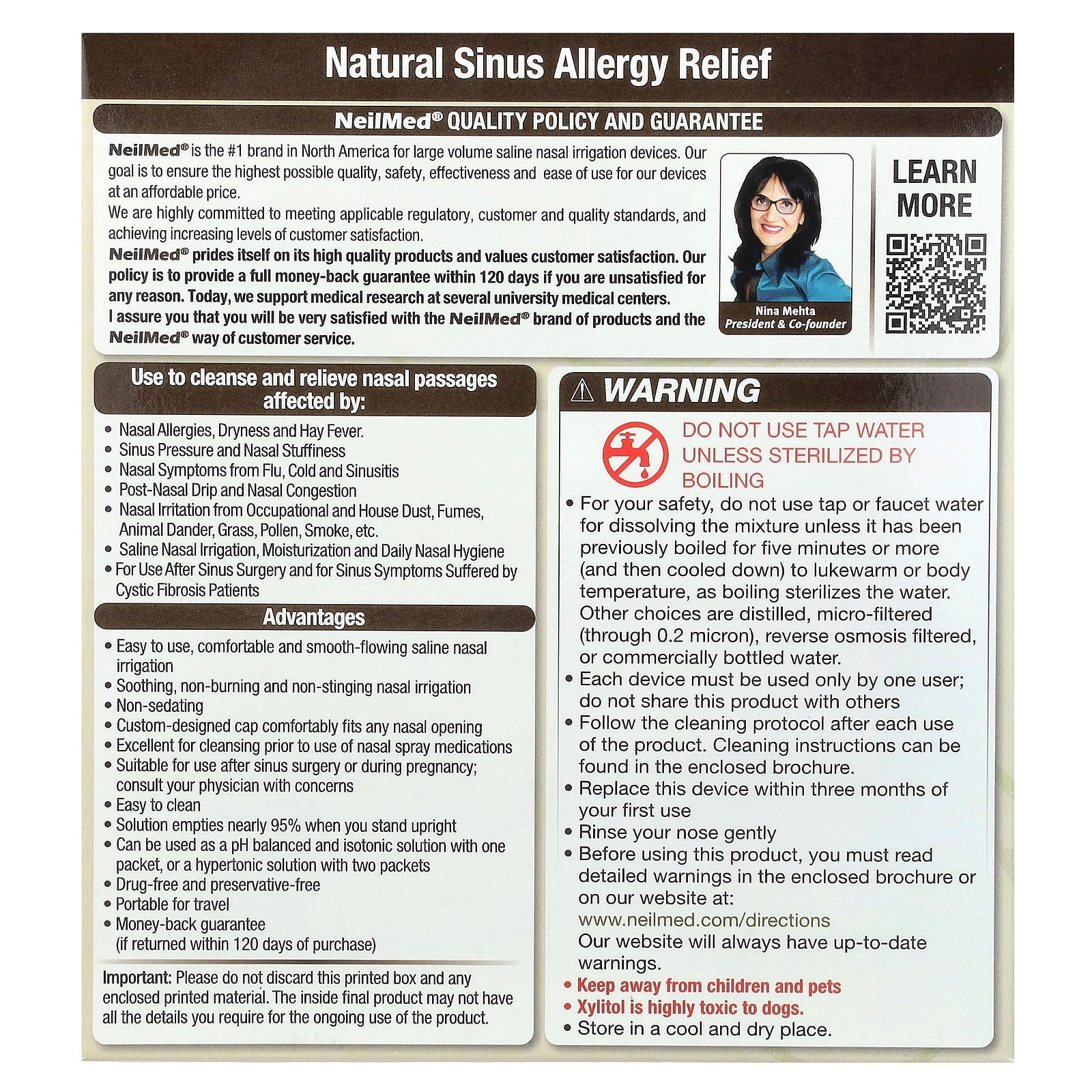 NeilMed, Sinus Rinse®, Xylitol, Sinus Rinse™ Kit, 2 Piece Kit