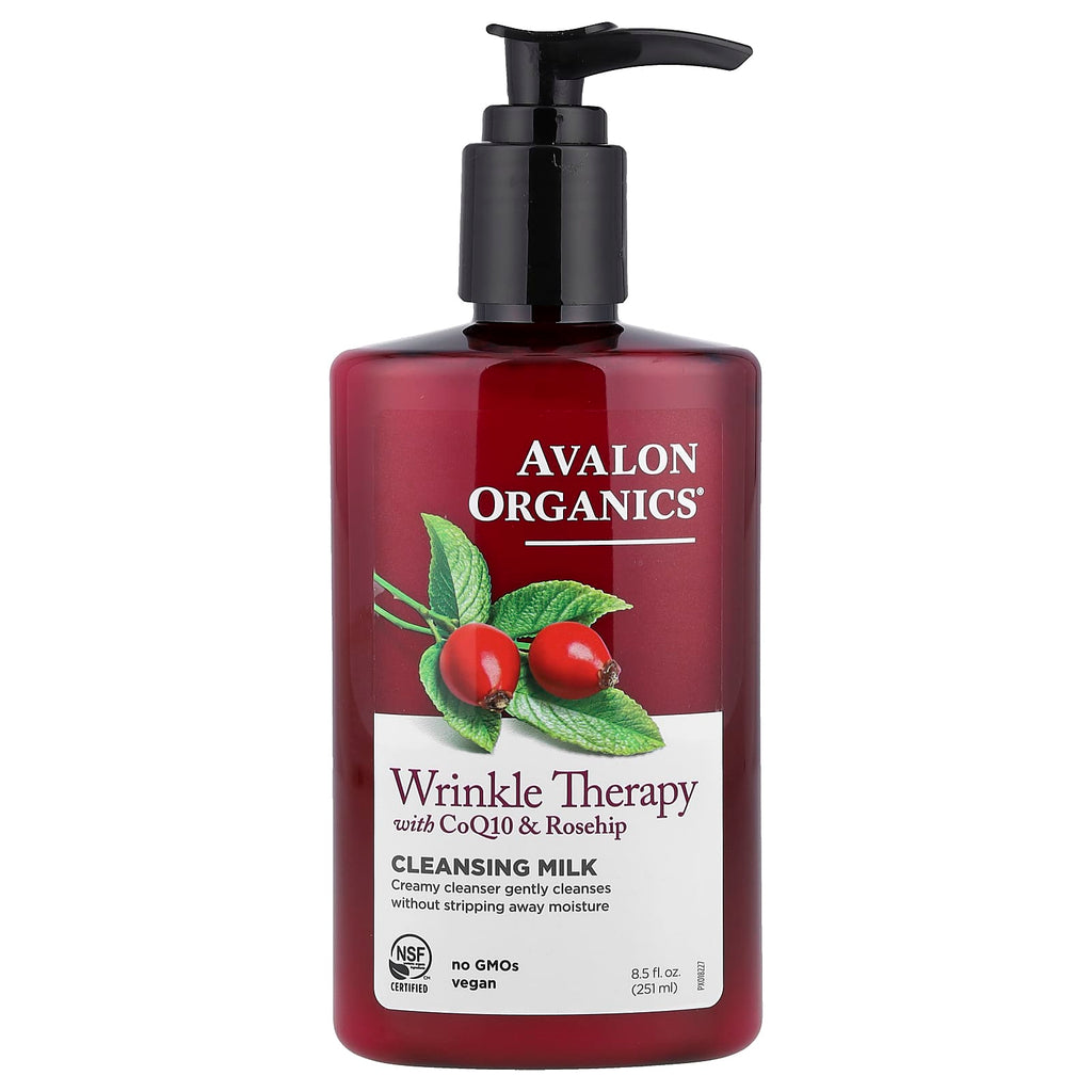 Avalon Organics, Wrinkle Therapy with CoQ10 & Rosehip, Cleansing Milk, 8.5 fl oz (251 ml)