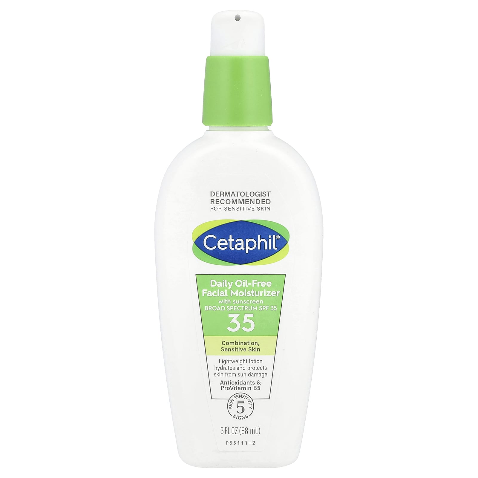 Cetaphil, Daily Oil-Free Facial Moisturizer with Sunscreen, SPF 35, Fragrance Free, 3 fl oz (88 ml)