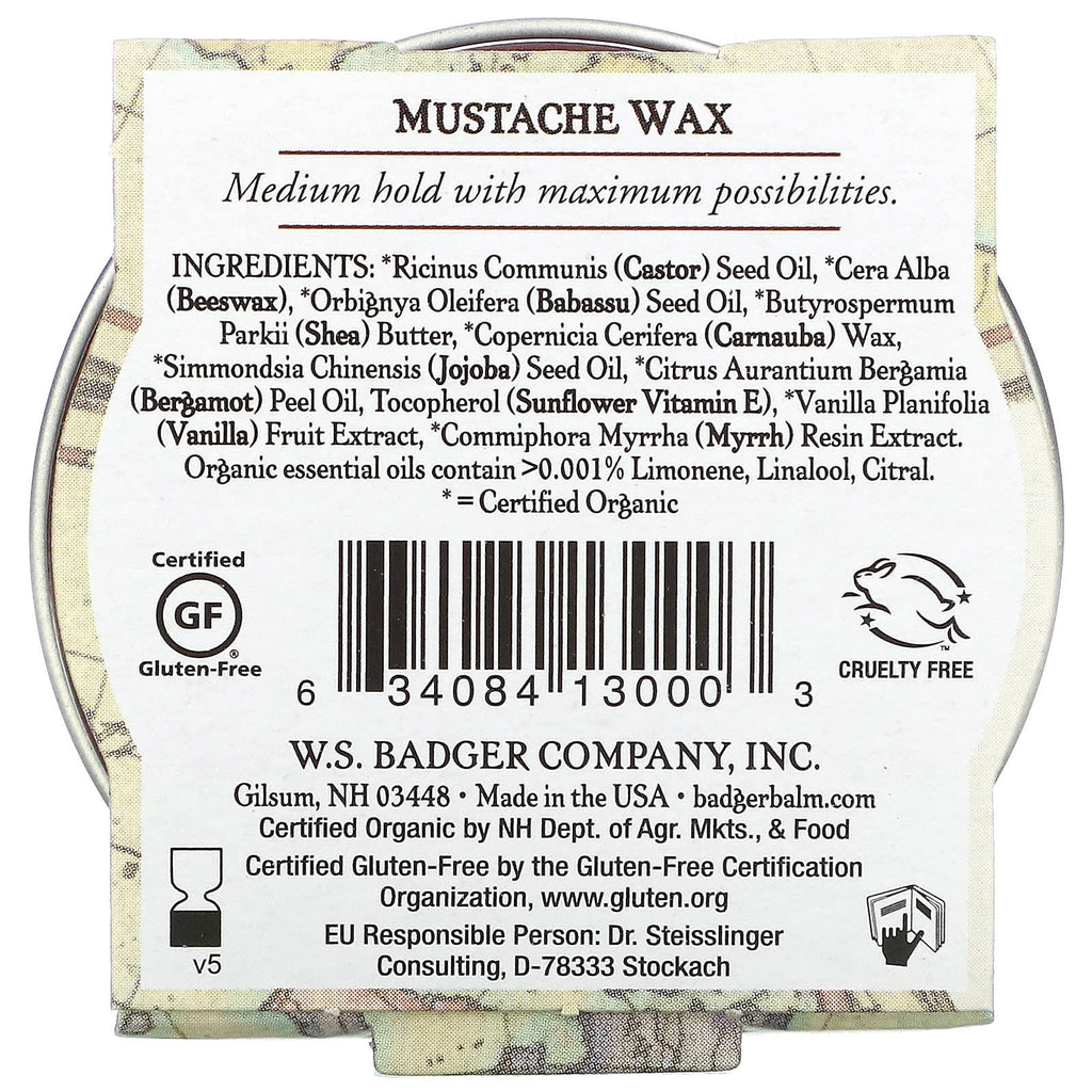 Badger, Organic Mustache Wax, 0.75 oz (21 g)