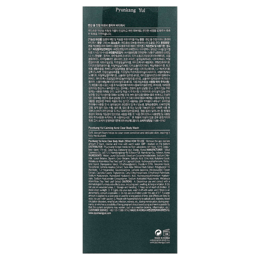 Pyunkang Yul, Calming Acne Clear Body Wash, 9.8 fl oz (290 ml)