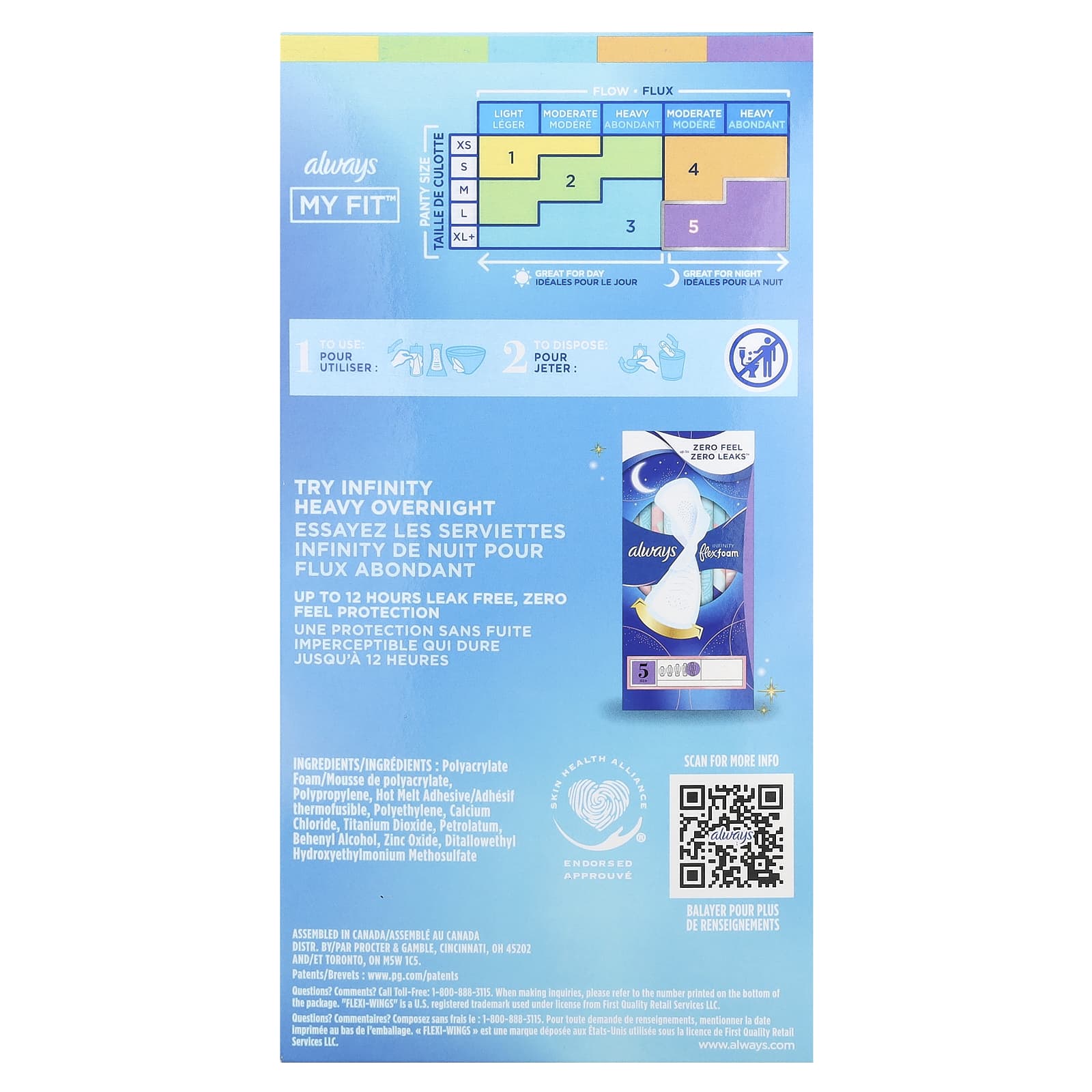 Always, Infinity Flex Foam with Flexi-Wings™, Size 2, Heavy Flow, Unscented, 32 Pads