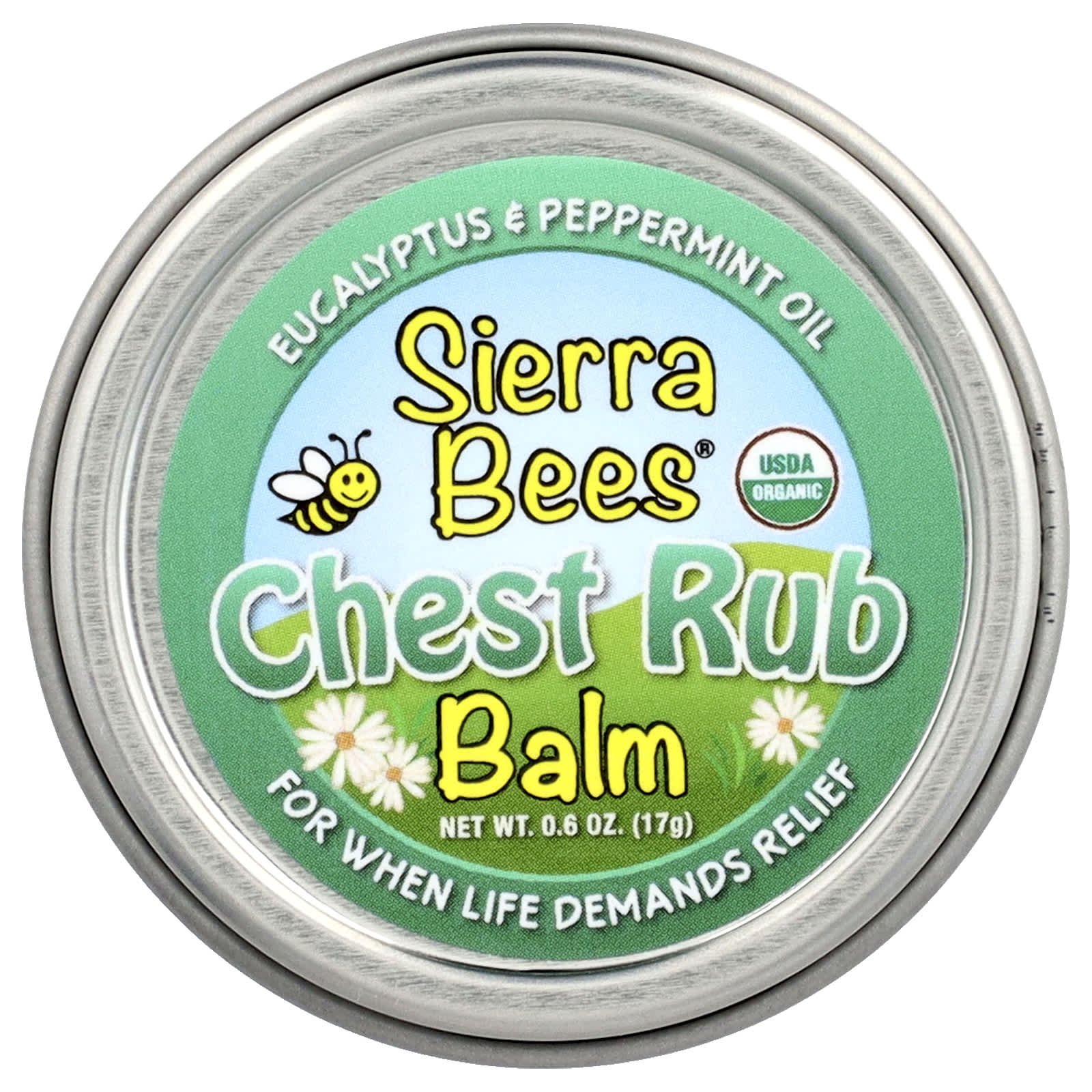 Sierra Bees, Chest Rub Balm, Eucalyptus & Peppermint, 0.6 oz (17 g)