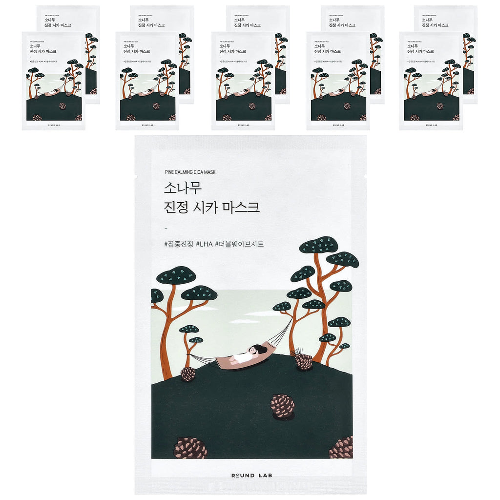 Round Lab, Pine Calming Cica Beauty Mask, 10 Sheets, 0.91 fl oz (27 ml) Each