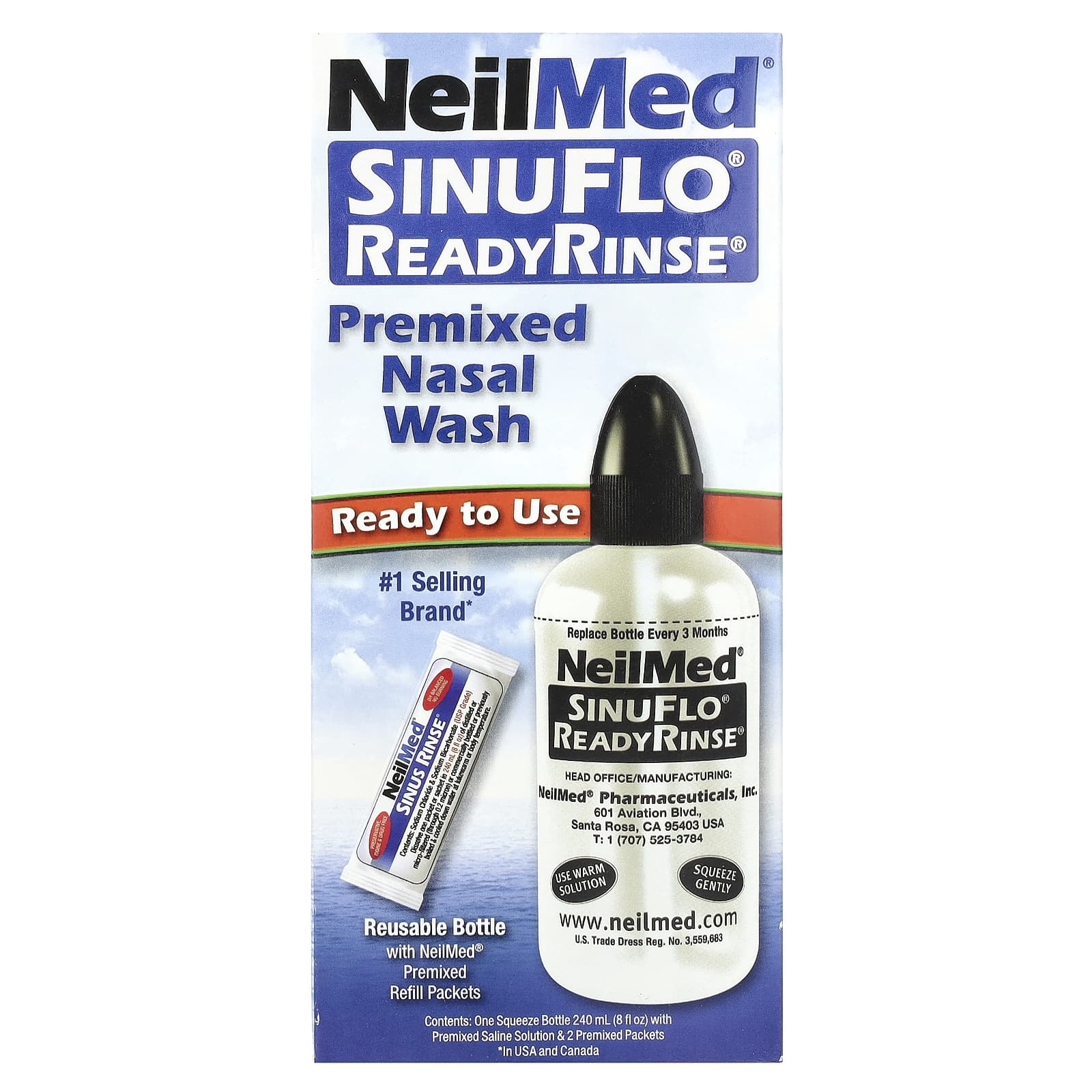 NeilMed, SinuFlo® ReadyRinse®, Premixed Nasal Wash, 2 Piece Kit