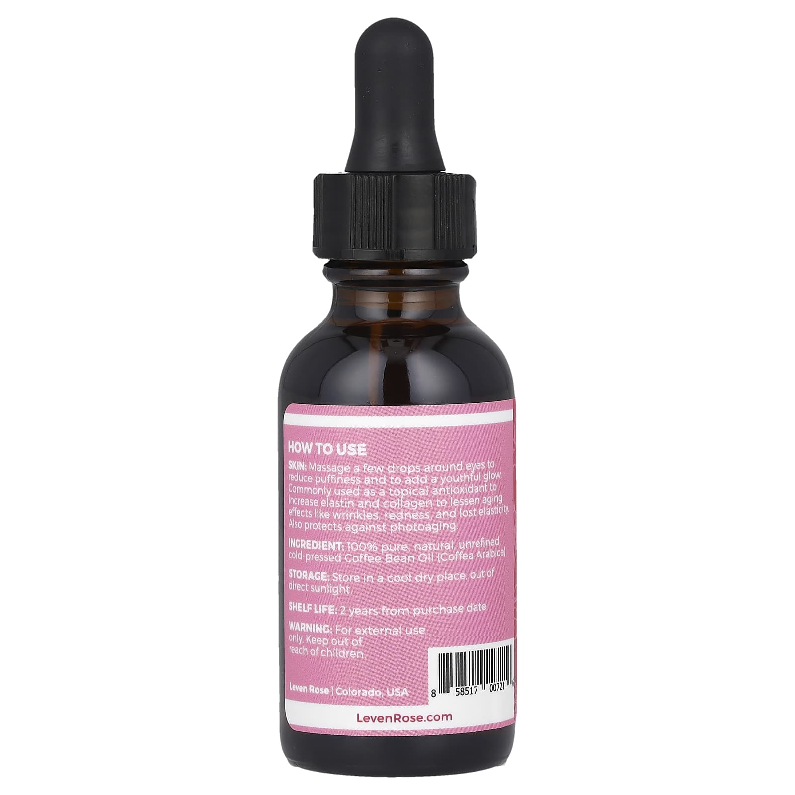 Leven Rose, 100% Pure & Natural, Coffee Bean Oil, 1 fl oz (30 ml)