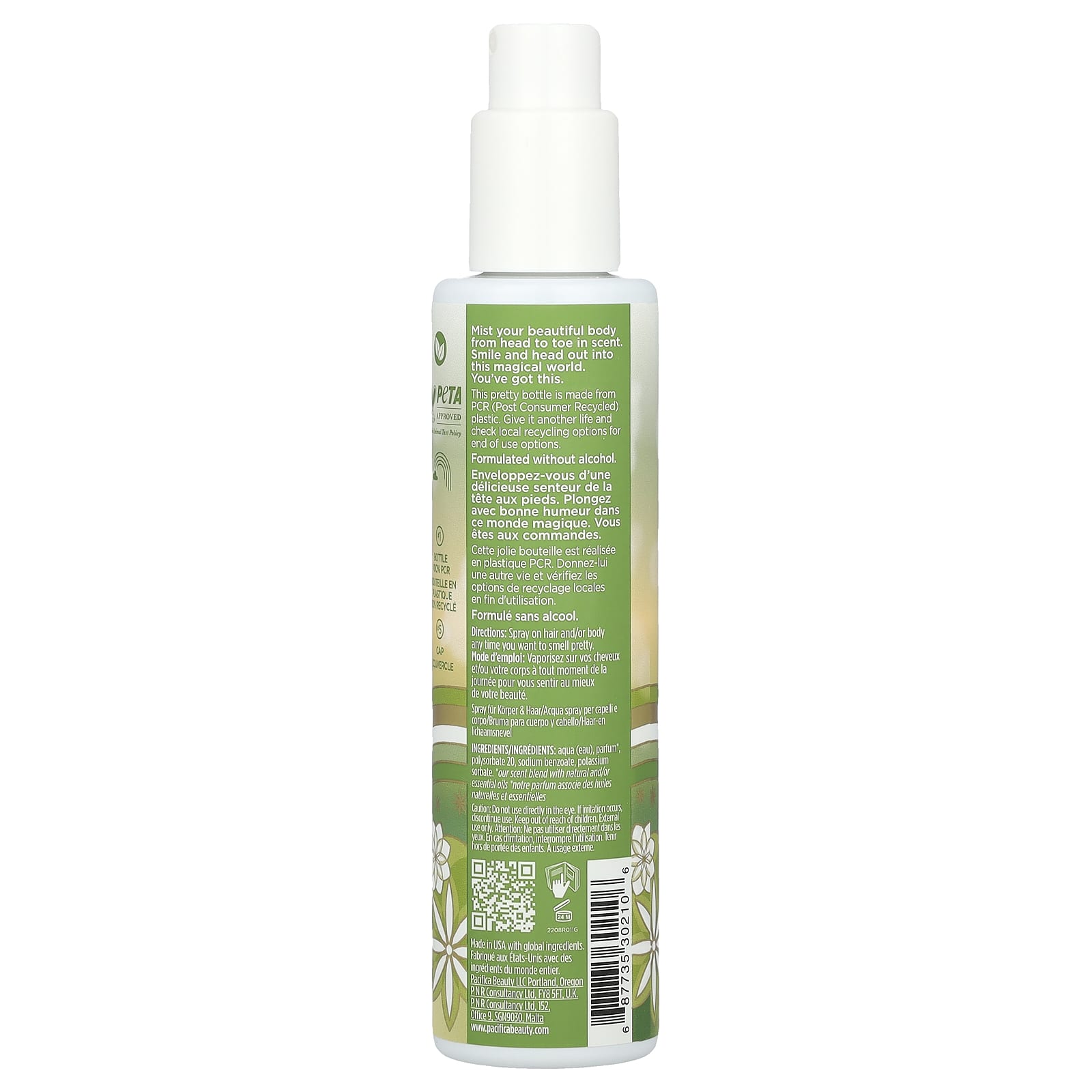 Pacifica, Perfumed Hair & Body Mist, Tahitian Gardenia, 6 fl oz (177 ml)