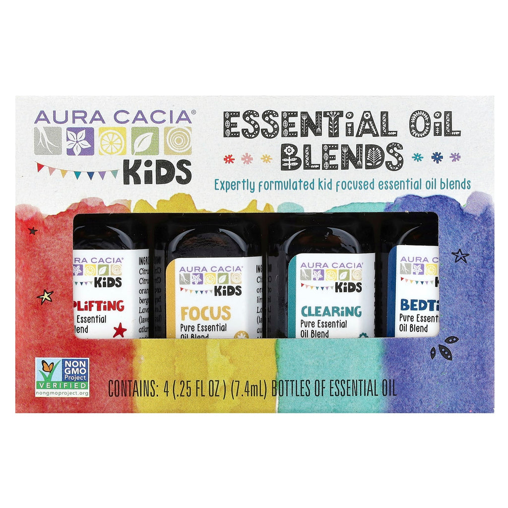 Aura Cacia, Kids, Essential Oil Blends, 4 Bottles, 0.25 fl oz (7.4 ml) Each
