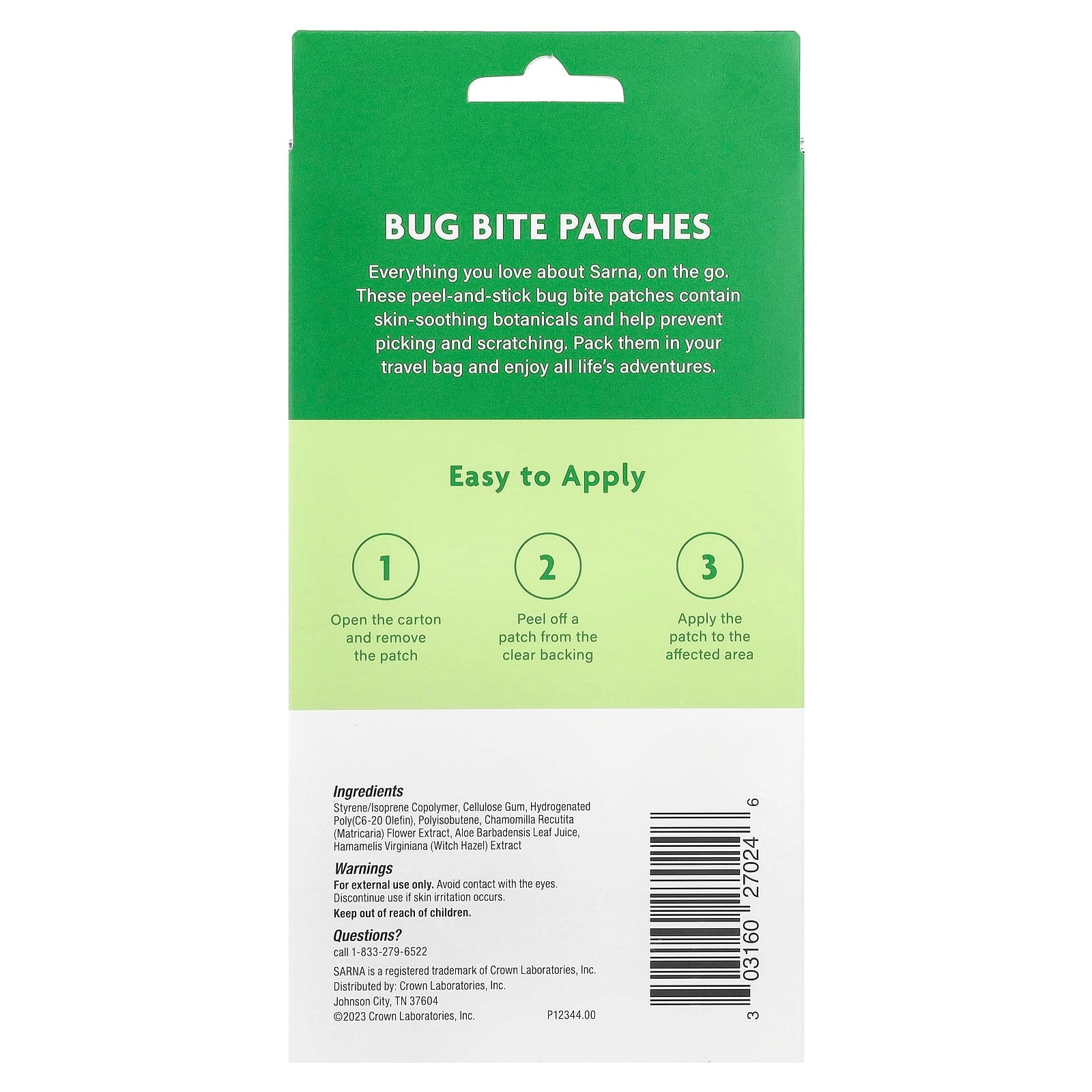Sarna, Bug Bite Patches, 24 Count