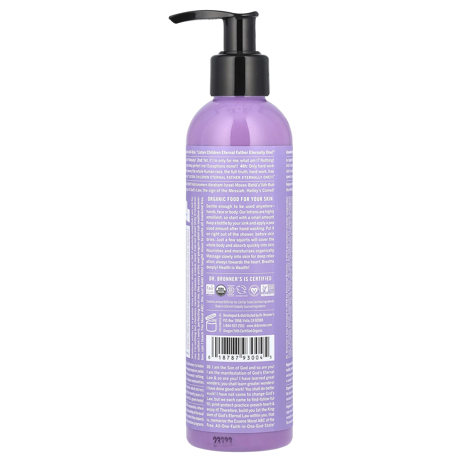 Dr. Bronner's, Organic Hand & Body Lotion, Lavender Coconut, 8 fl oz (237 ml)