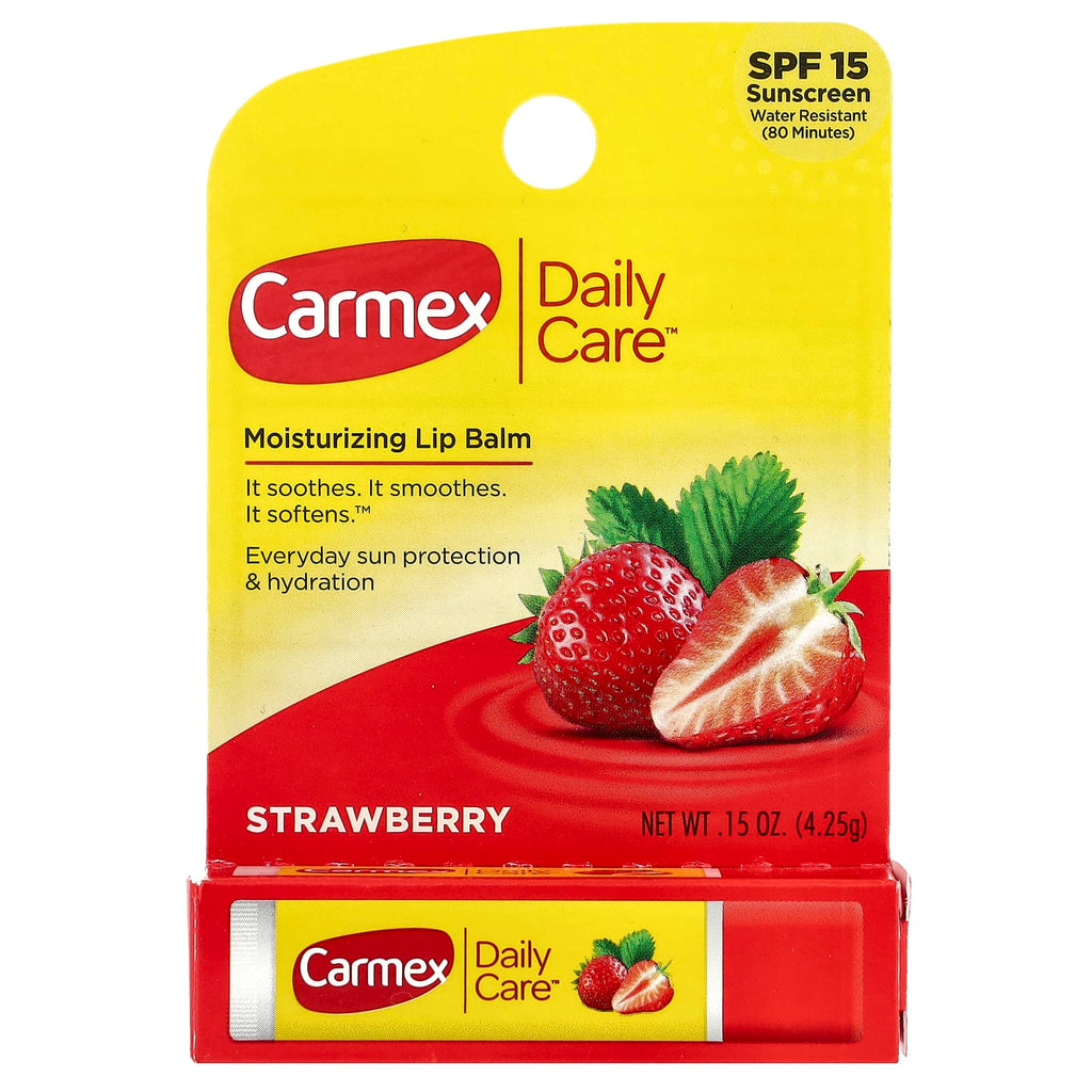 Carmex, Daily Care™, Moisturizing Lip Balm, SPF 15, Strawberry, 0.15 oz (4.25 g)