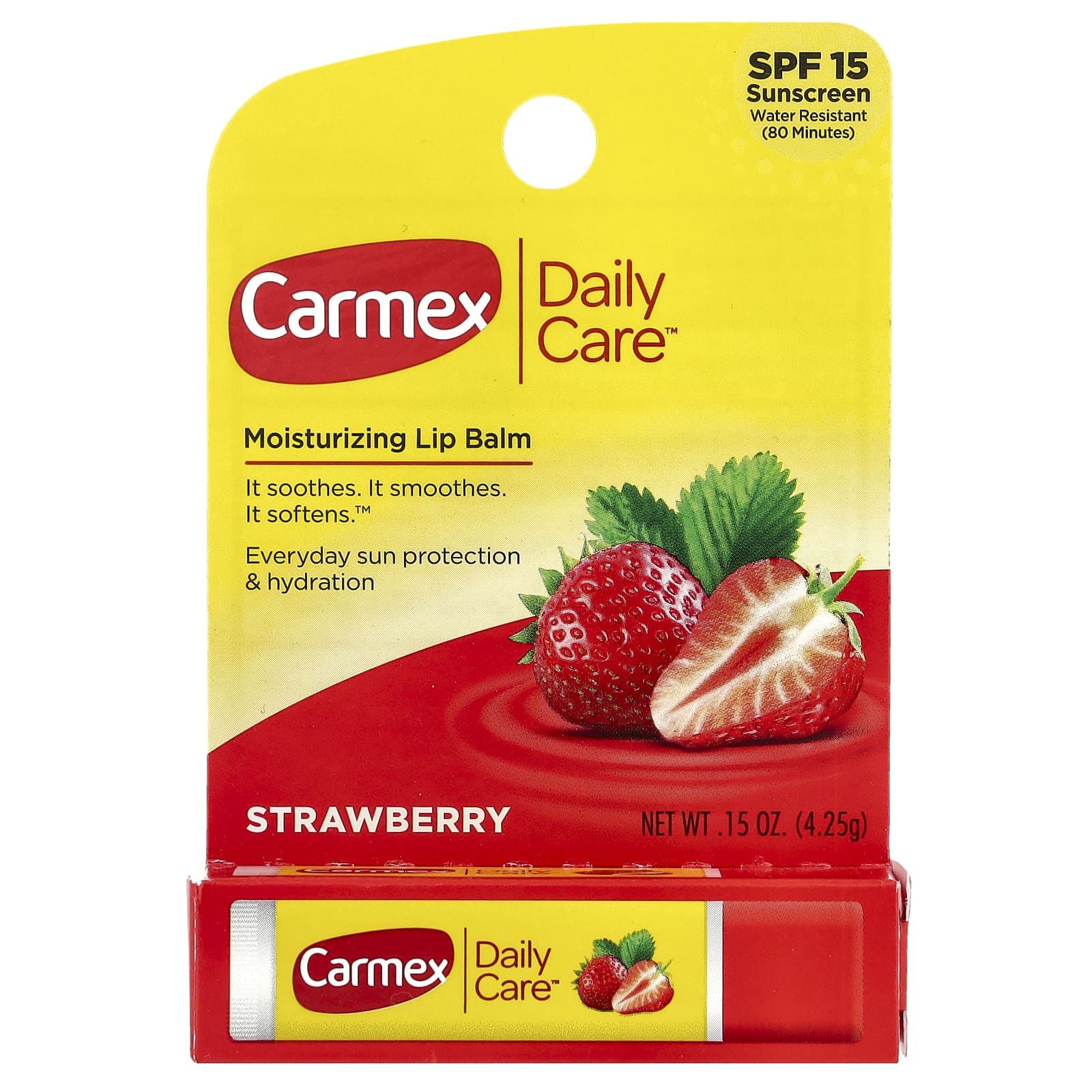 Carmex, Daily Care™, Moisturizing Lip Balm, SPF 15, Strawberry, 0.15 oz (4.25 g)