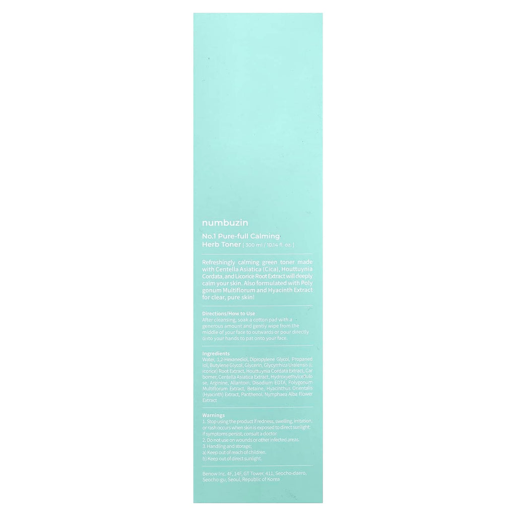 Numbuzin, No.1 Pure-Full Calming Herb Toner, 10.14 fl oz (300 ml)