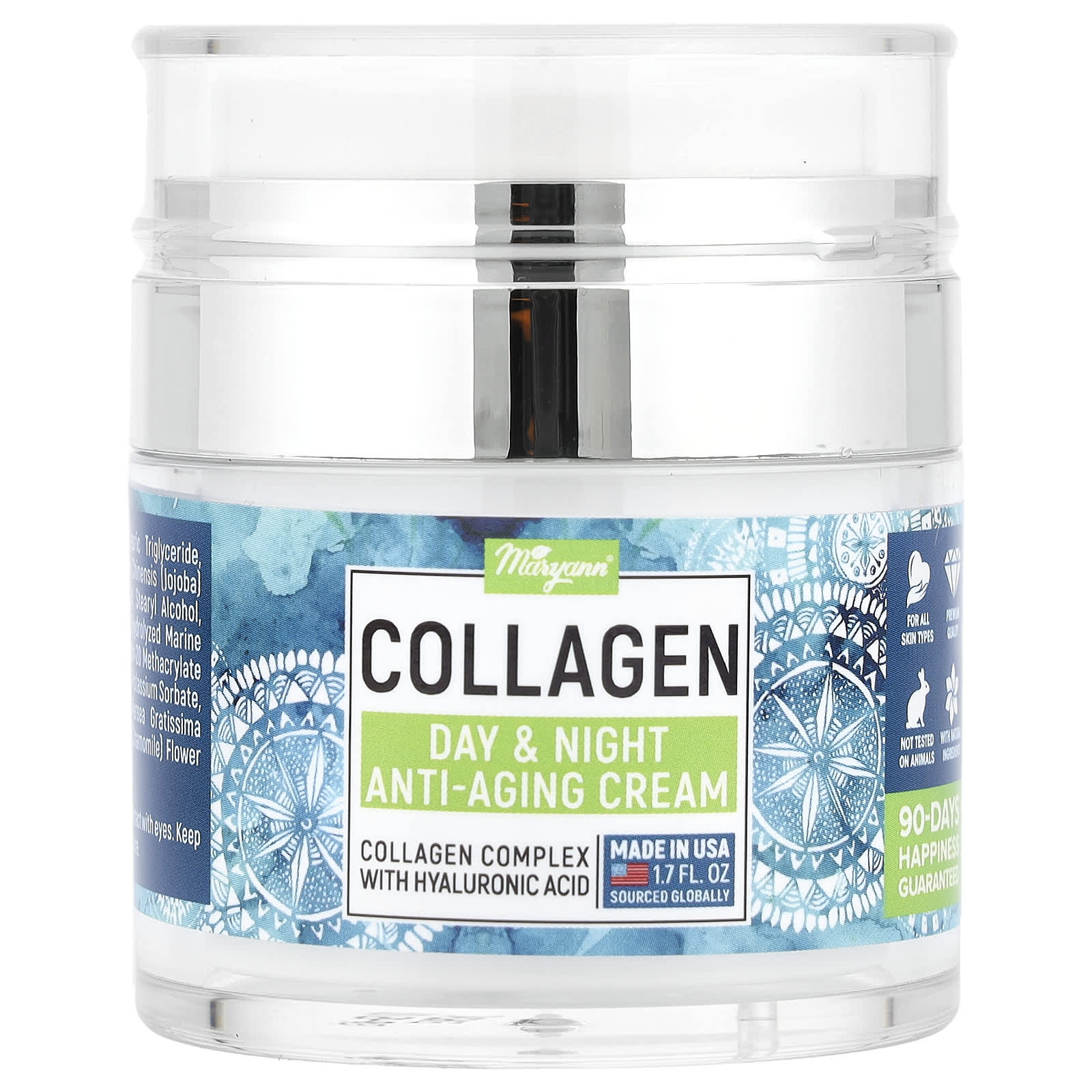 MaryAnn Organics, Collagen Day & Night Anti-Aging Cream, For All Skin Types, 1.7 fl oz (50 ml)