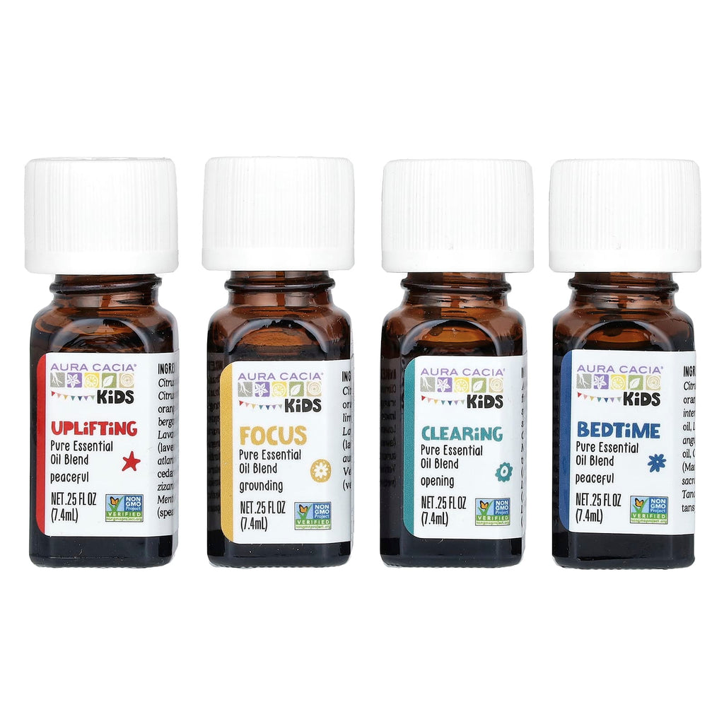Aura Cacia, Kids, Essential Oil Blends, 4 Bottles, 0.25 fl oz (7.4 ml) Each