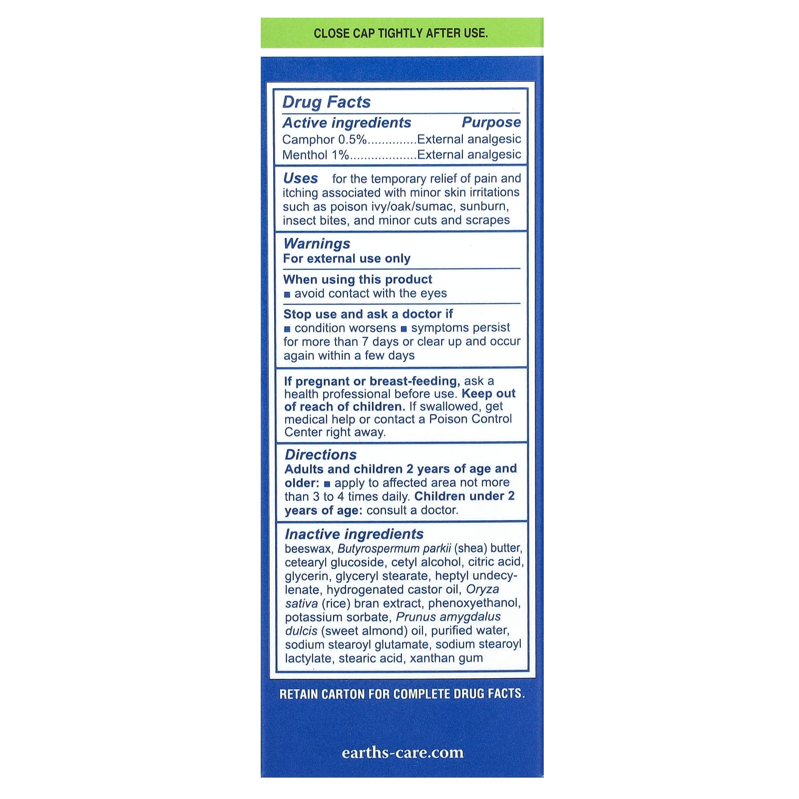 Earth's Care, Anti-Itch Cream, with Shea Butter and Almond Oil, 2.4 oz (68 g)