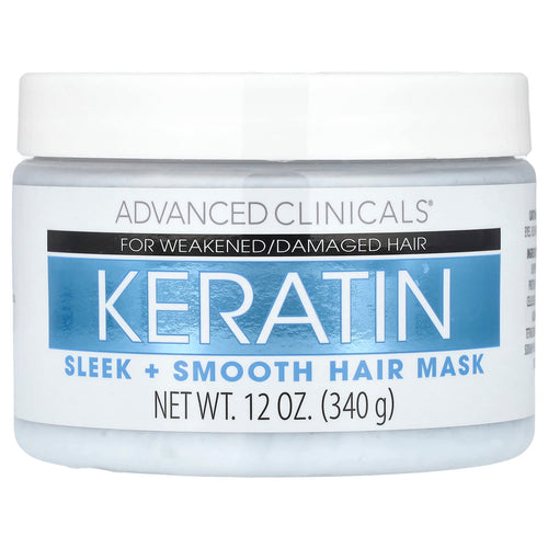 Advanced Clinicals, Keratin, Sleek + Smooth Hair Mask, 12 oz (340 g)