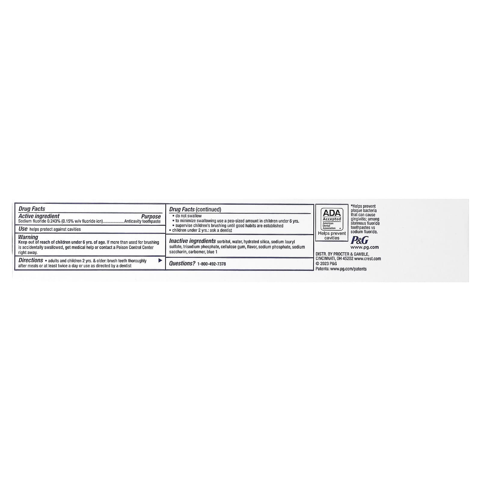 Crest, Plus, Fluoride Anticavity Toothpaste, Cool Mint Gel, 8.2 oz (232 g)