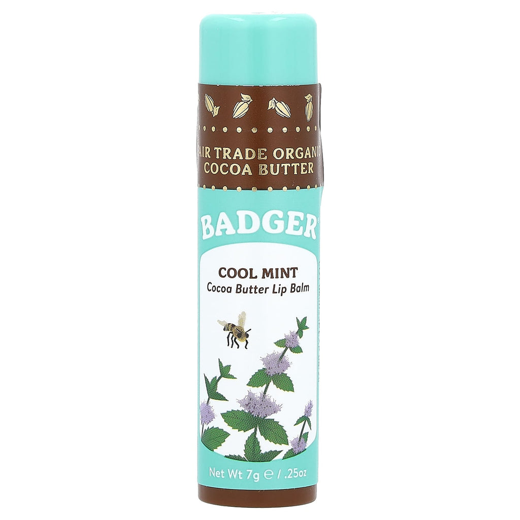Badger, Cocoa Butter Lip Balm, Cool Mint, 0.25 oz (7 g)