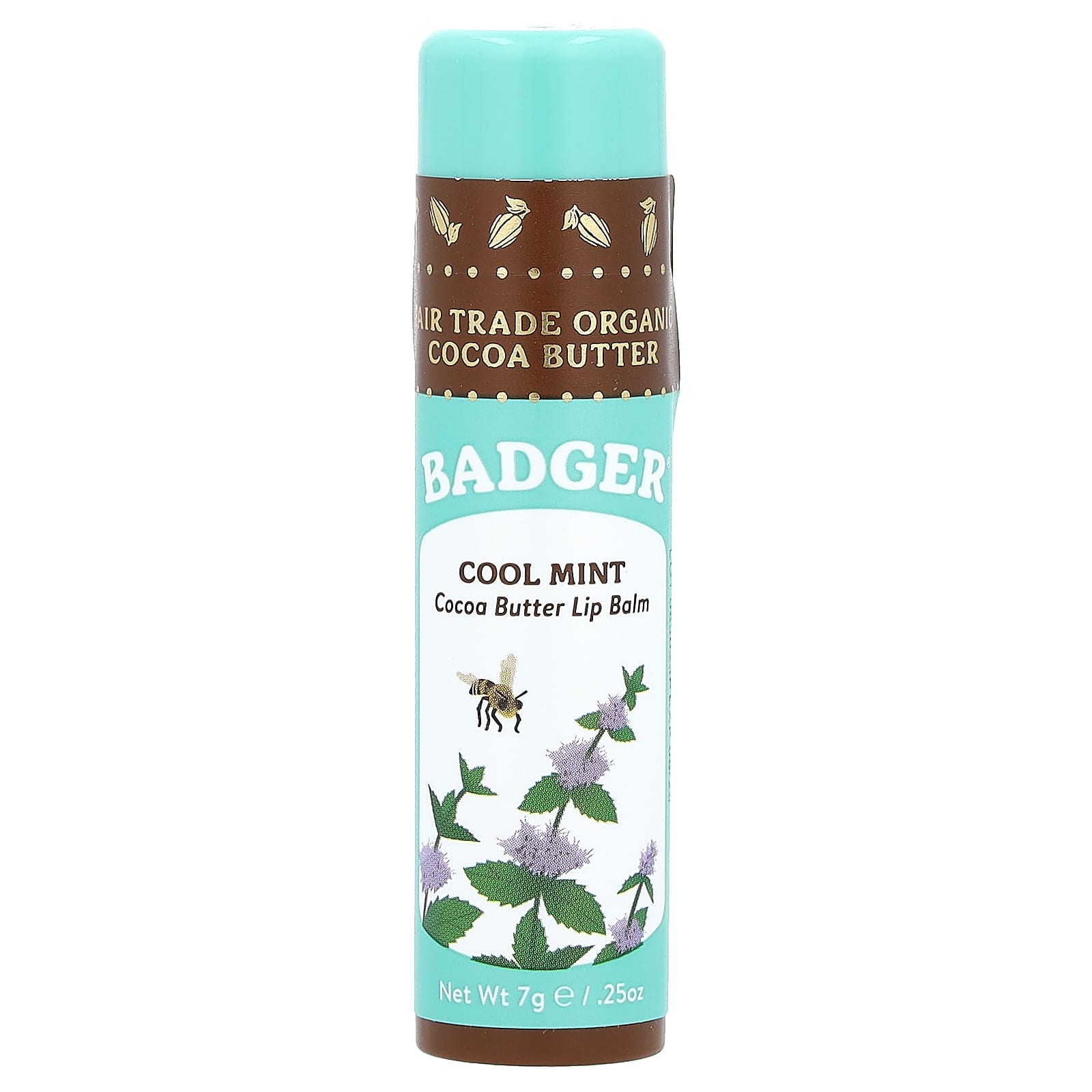 Badger, Cocoa Butter Lip Balm, Cool Mint, 0.25 oz (7 g)