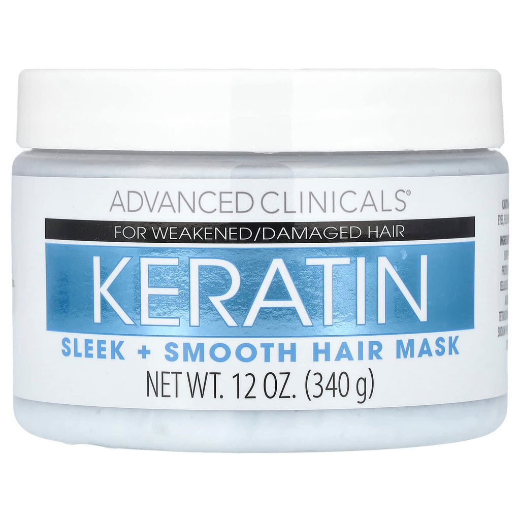 Advanced Clinicals, Keratin, Sleek + Smooth Hair Mask, 12 oz (340 g)