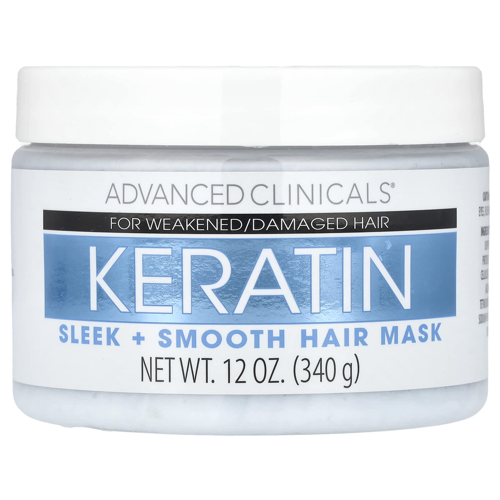 Advanced Clinicals, Keratin, Sleek + Smooth Hair Mask, 12 oz (340 g)