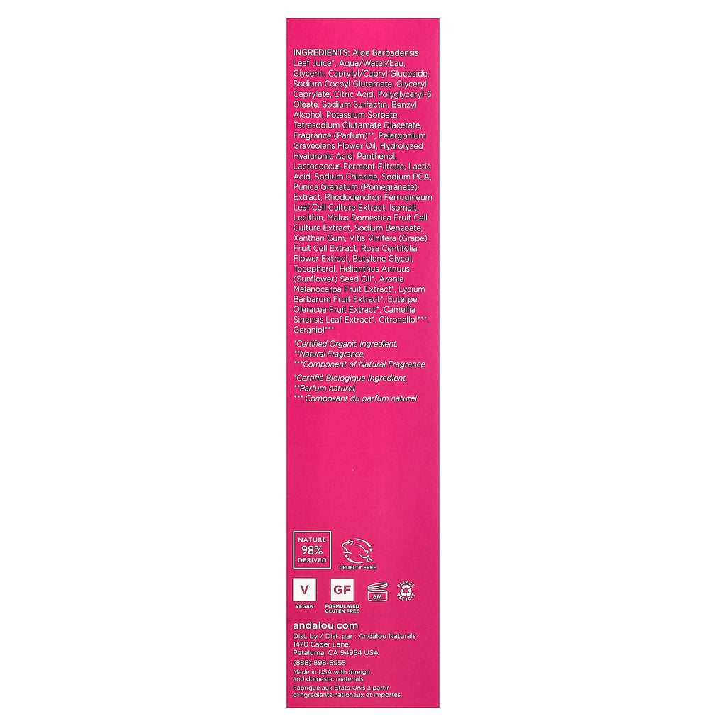 Andalou Naturals, 1000 Roses®, Biome Balancing Toner, Sensitive, 6 fl oz (178 ml)