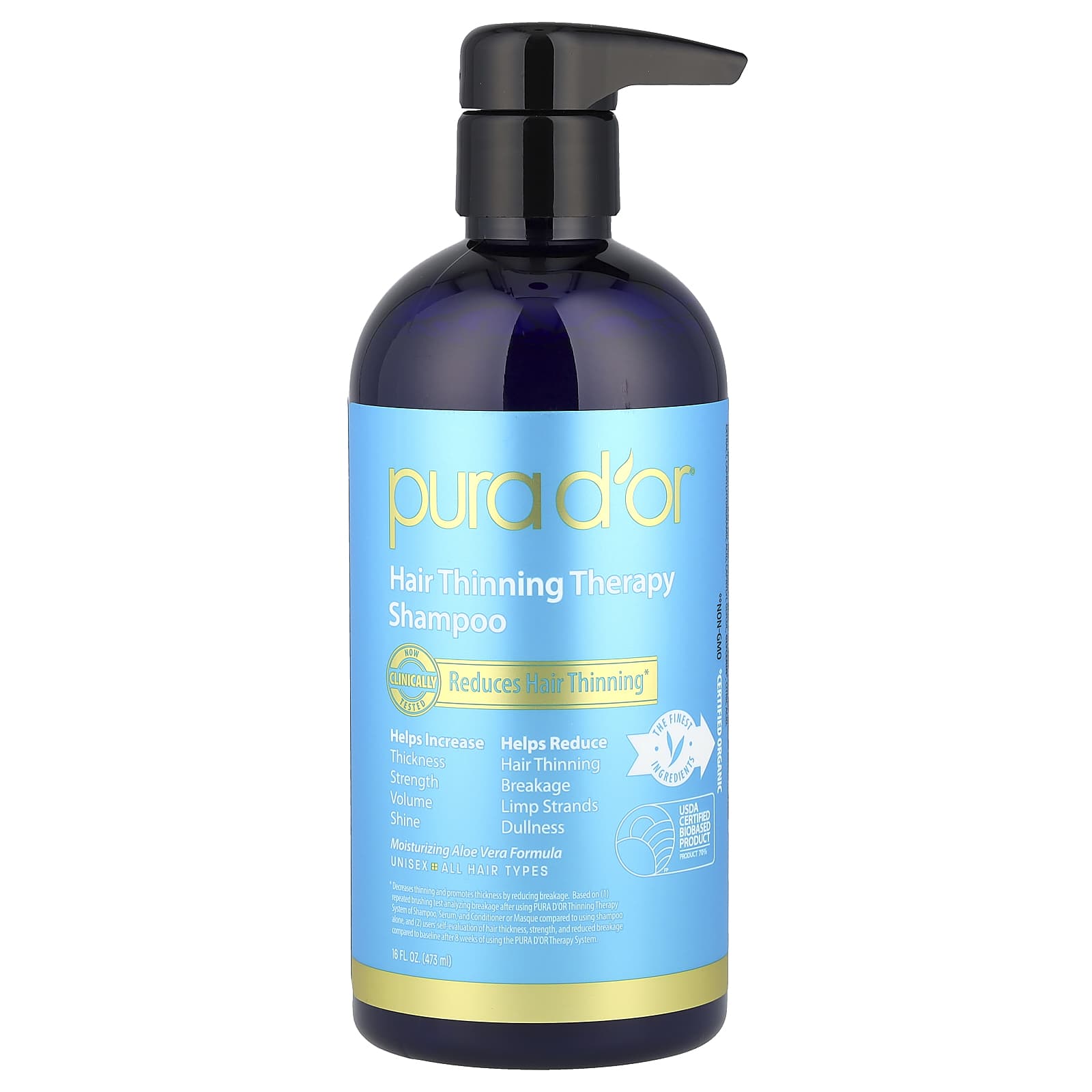 Pura D'or, Hair Thinning Therapy Shampoo, All Hair Types, 16 fl oz (473 ml)