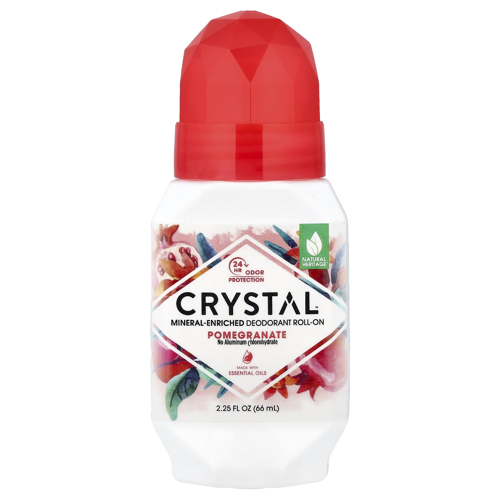 CRYSTAL, Mineral-Enriched Deodorant Roll-On, Pomegranate, 2.25 fl oz (66 ml)
