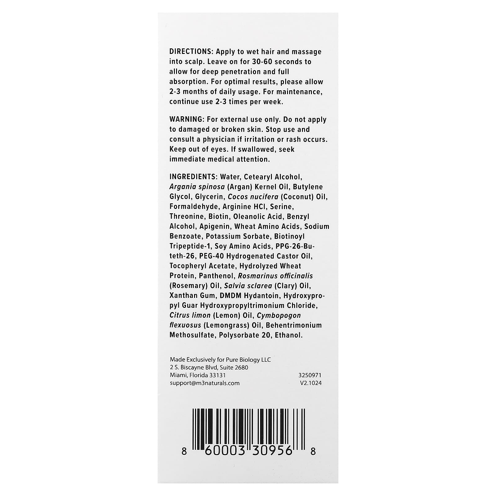 Pure Biology, RevivaHair™, Growth Stimulating & Anti Hair Loss Conditioner , 8 oz (240 ml)